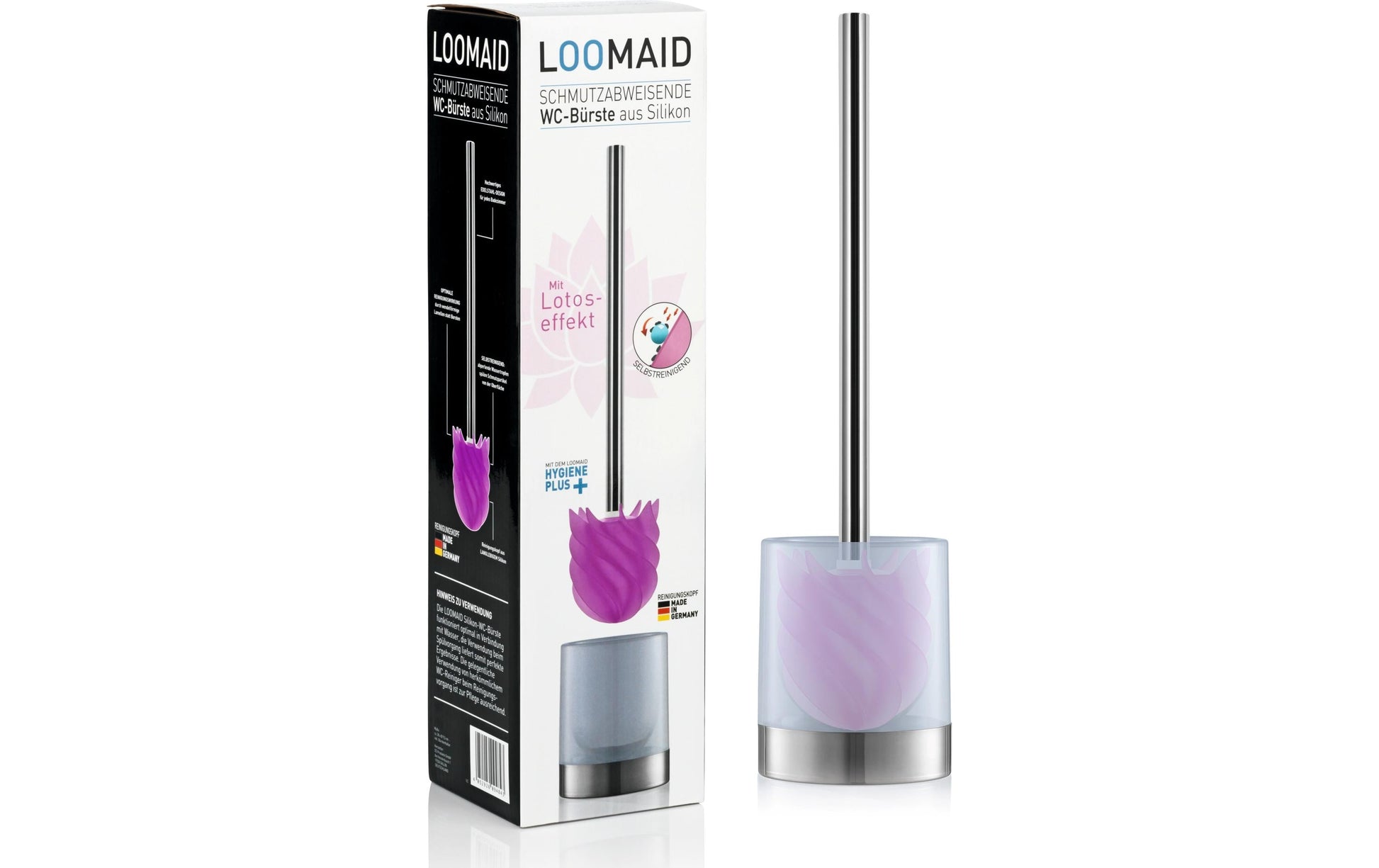 Loomaid WC-Bürstenset – Edelstahl, Rosa, H 38 cm, Ø 9,5 cm