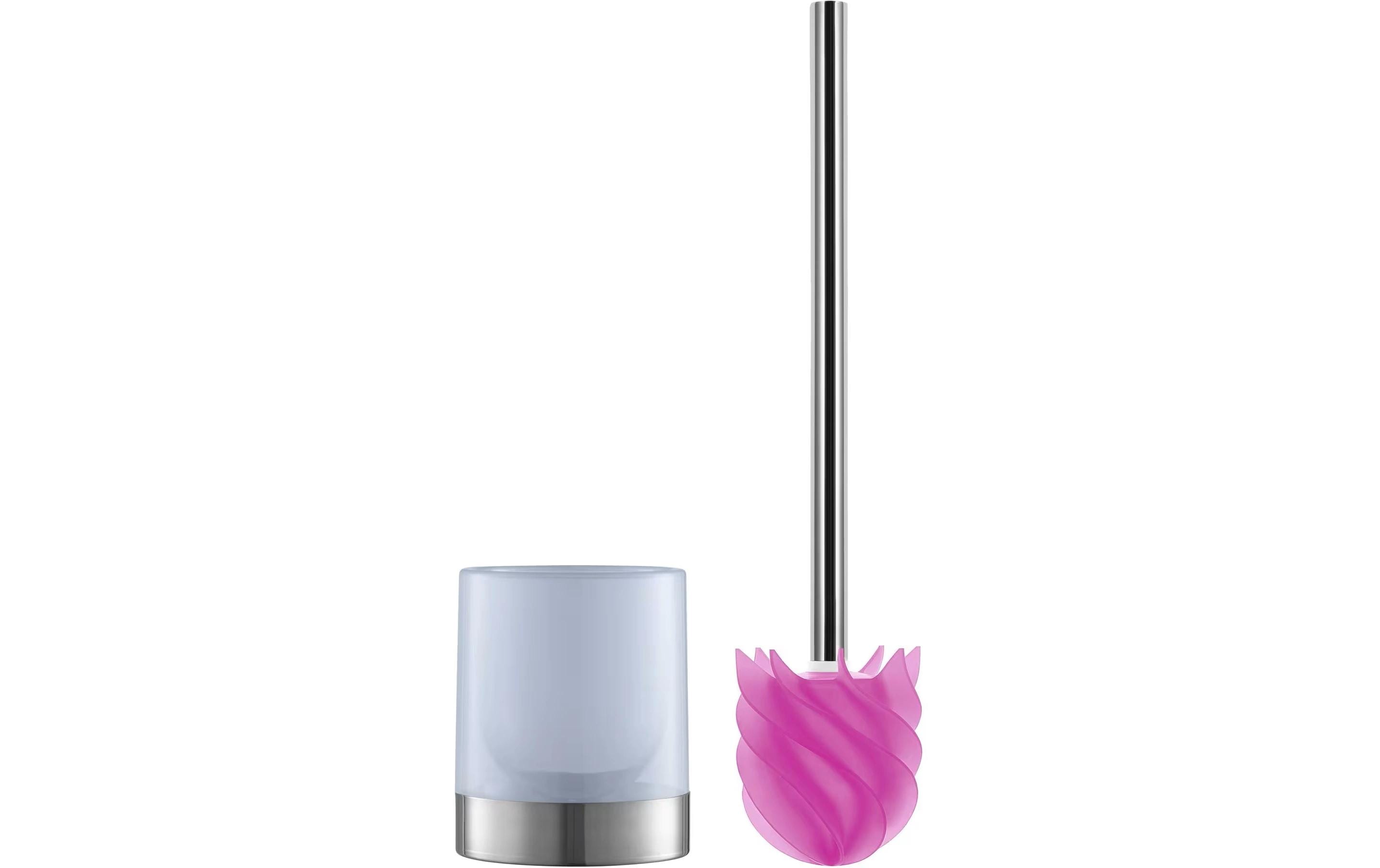 Loomaid WC-Bürstenset – Edelstahl, Rosa, H 38 cm, Ø 9,5 cm