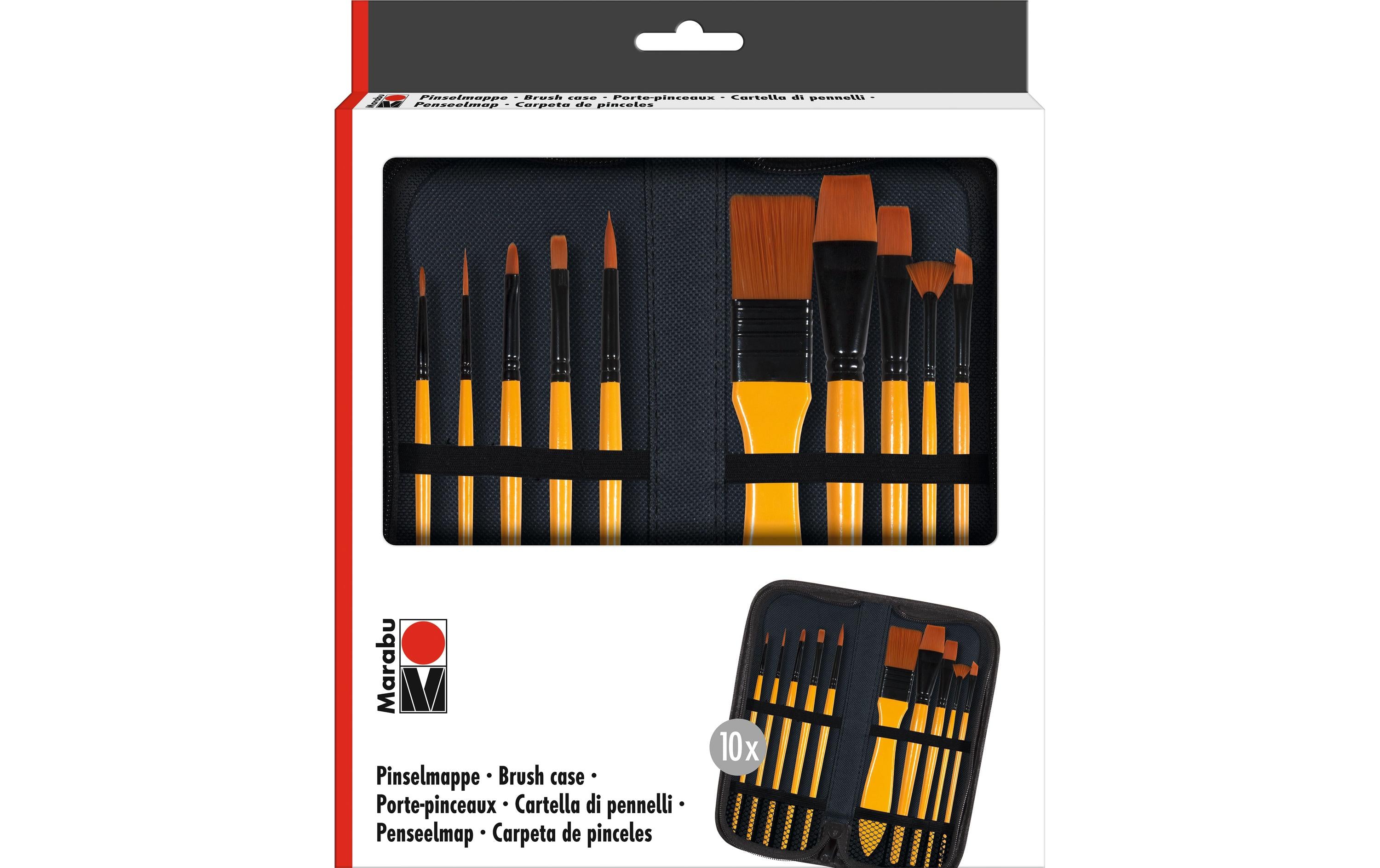 Marabu Pinsel-Set – FSC-Holzgriff, 10 Pinsel, Etui 95×230 mm