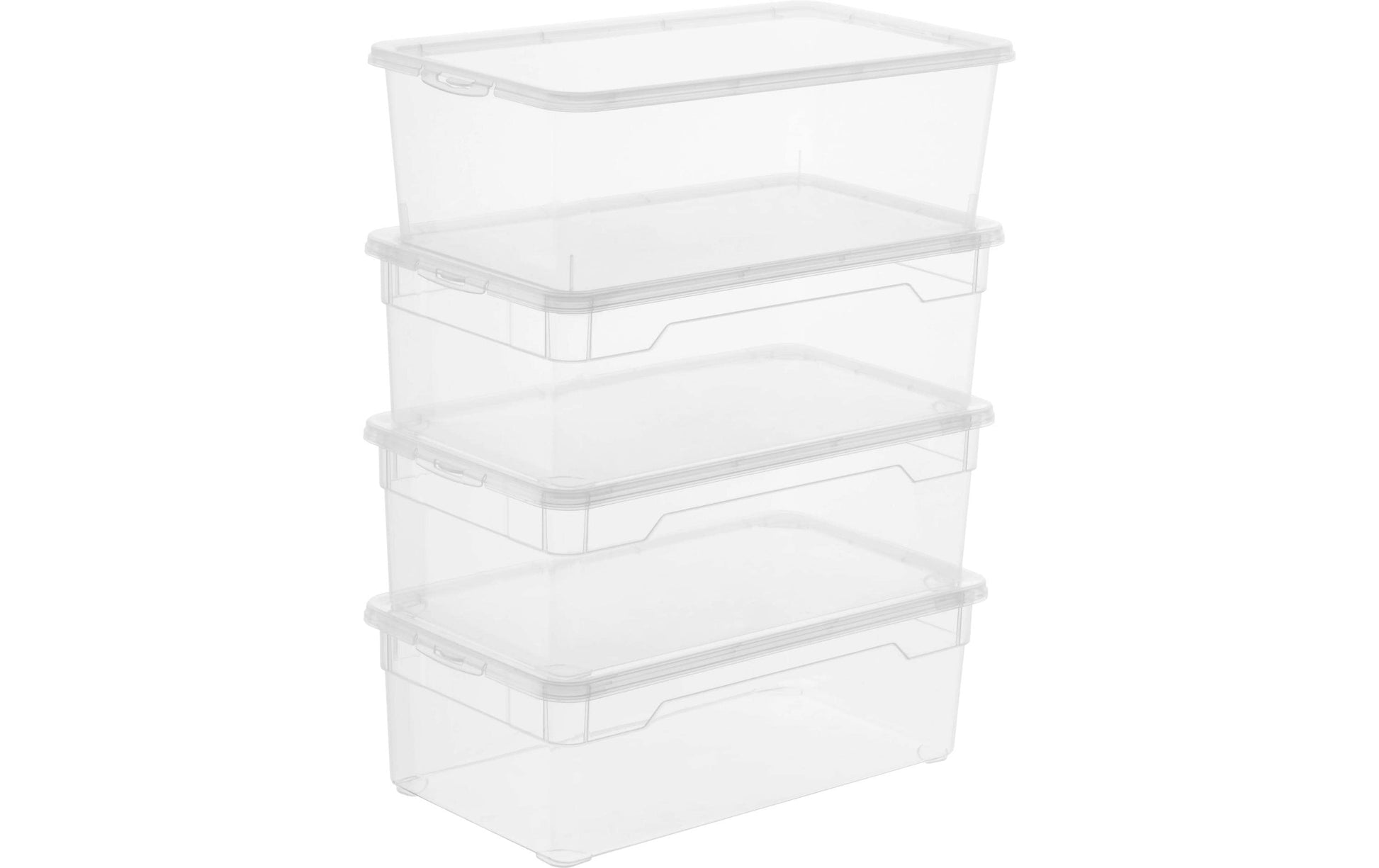 Rotho CLEAR Aufbewahrungsbox Rechteckig 5 l 190 × 330 × 240 mm Kunststoff, Transparent – mit Deckel – 4er-Set