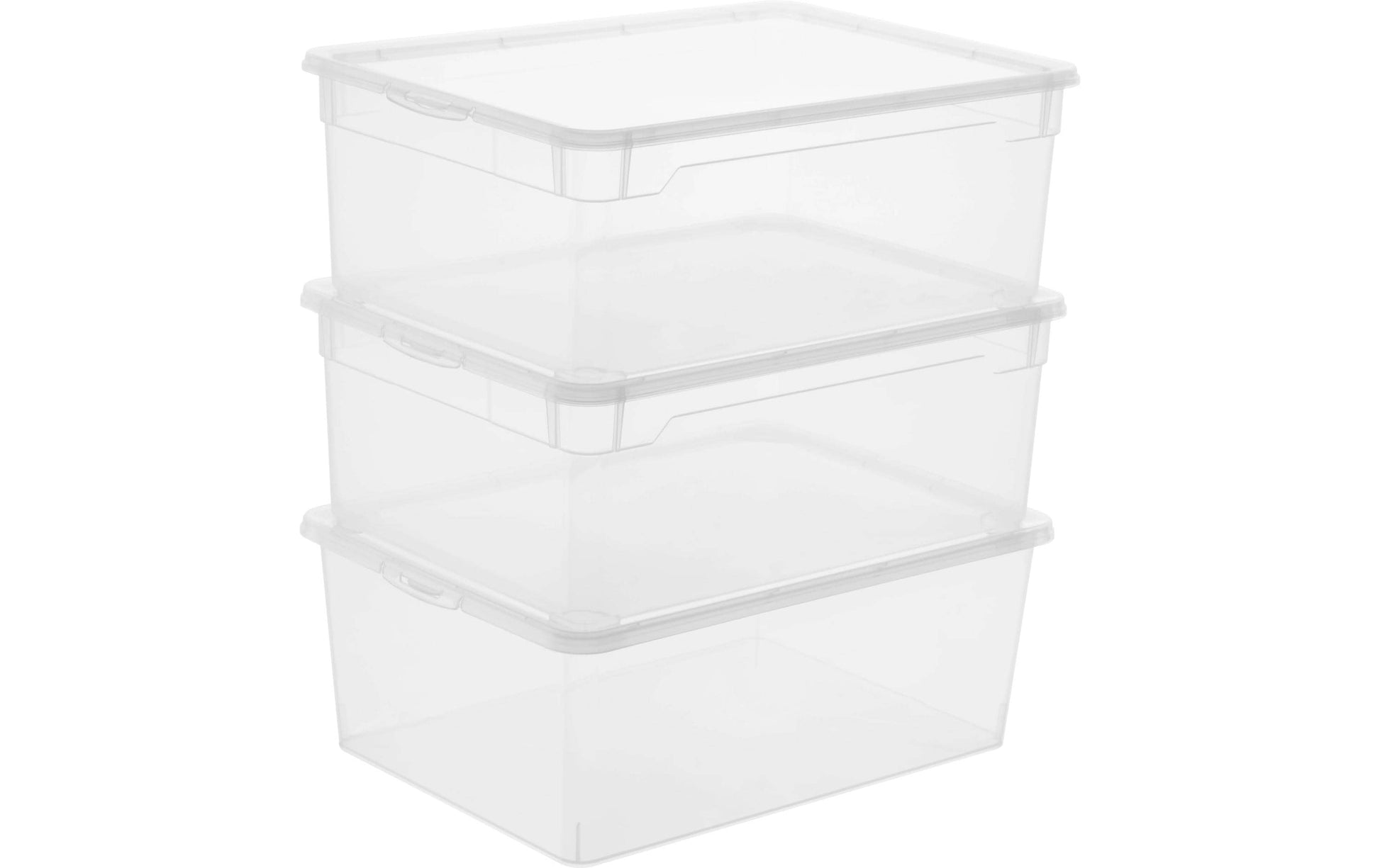 Rotho Aufbewahrungsbox 10 l (mit Deckel) – Kunststoff – Transparent – 3-teiliges Set – 265 × 140 × 365 mm