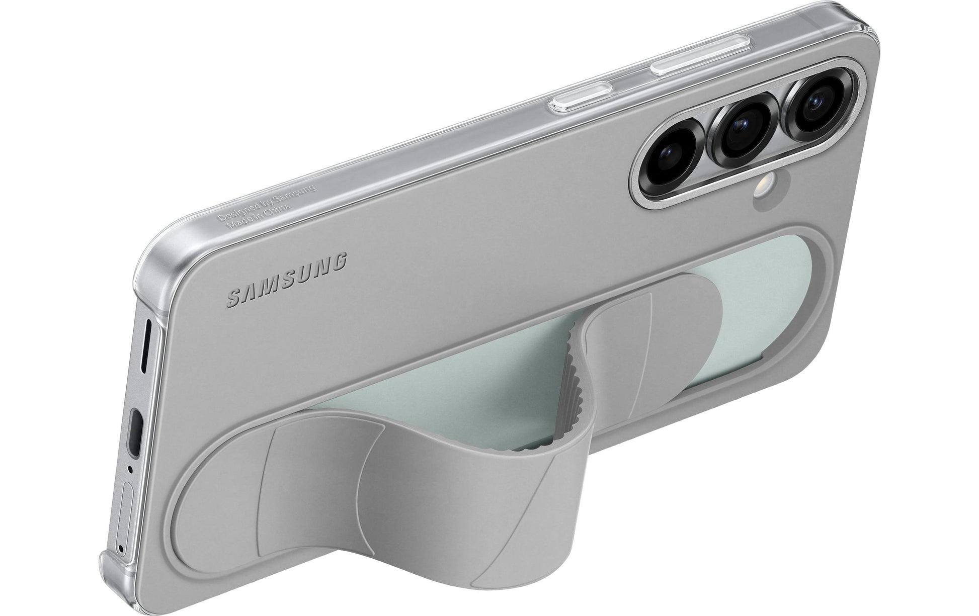Samsung Backcover – für Samsung Galaxy S25 – grau – Silikon, mit Ständer