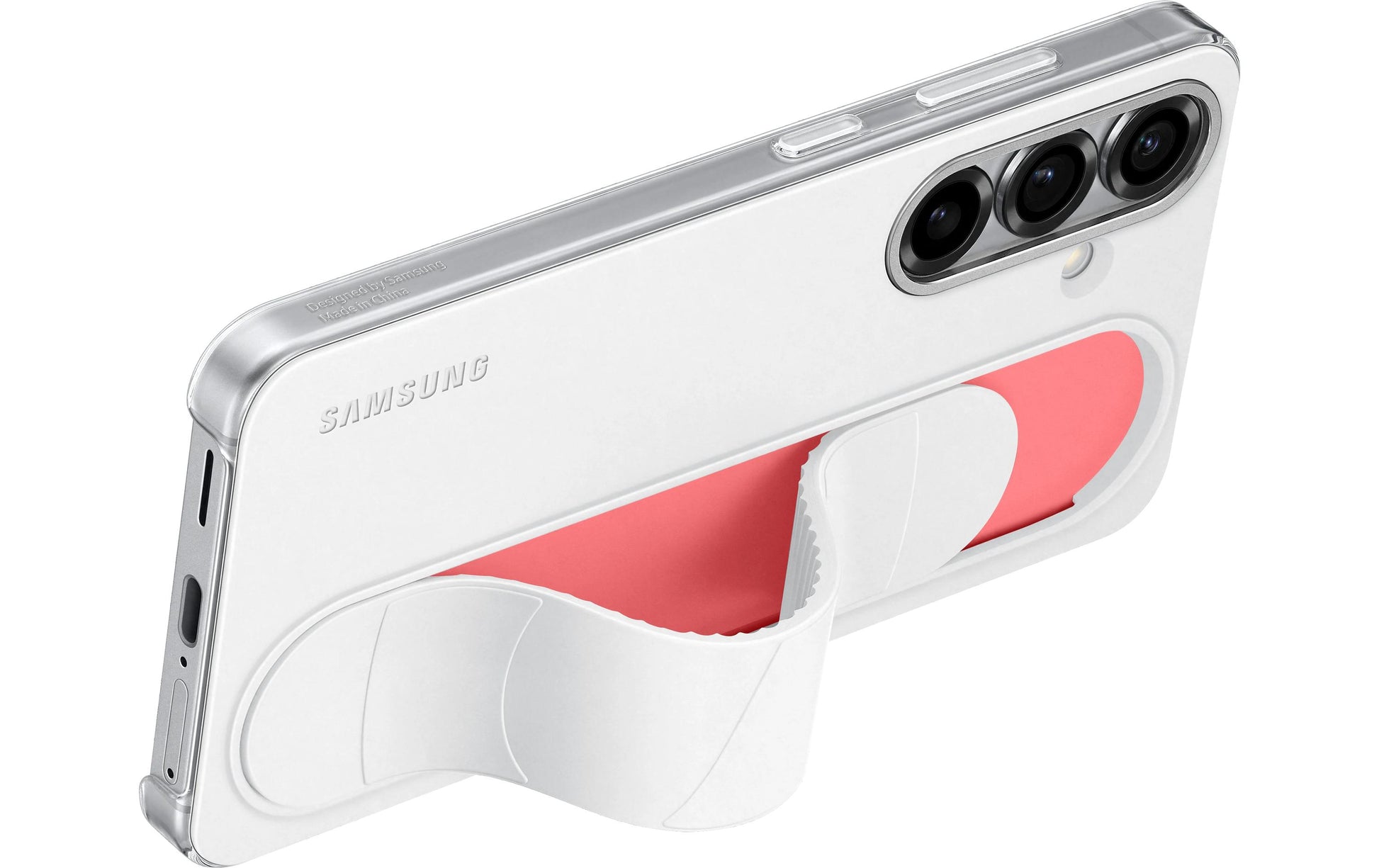 Samsung Backcover – für Galaxy S25+ – weiss – Silikon – mit Ständer, mit Handriemen