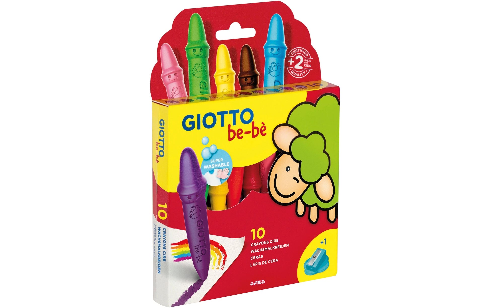 Giotto Wachsmalkreiden – 8 Farben, waschbar, Karton