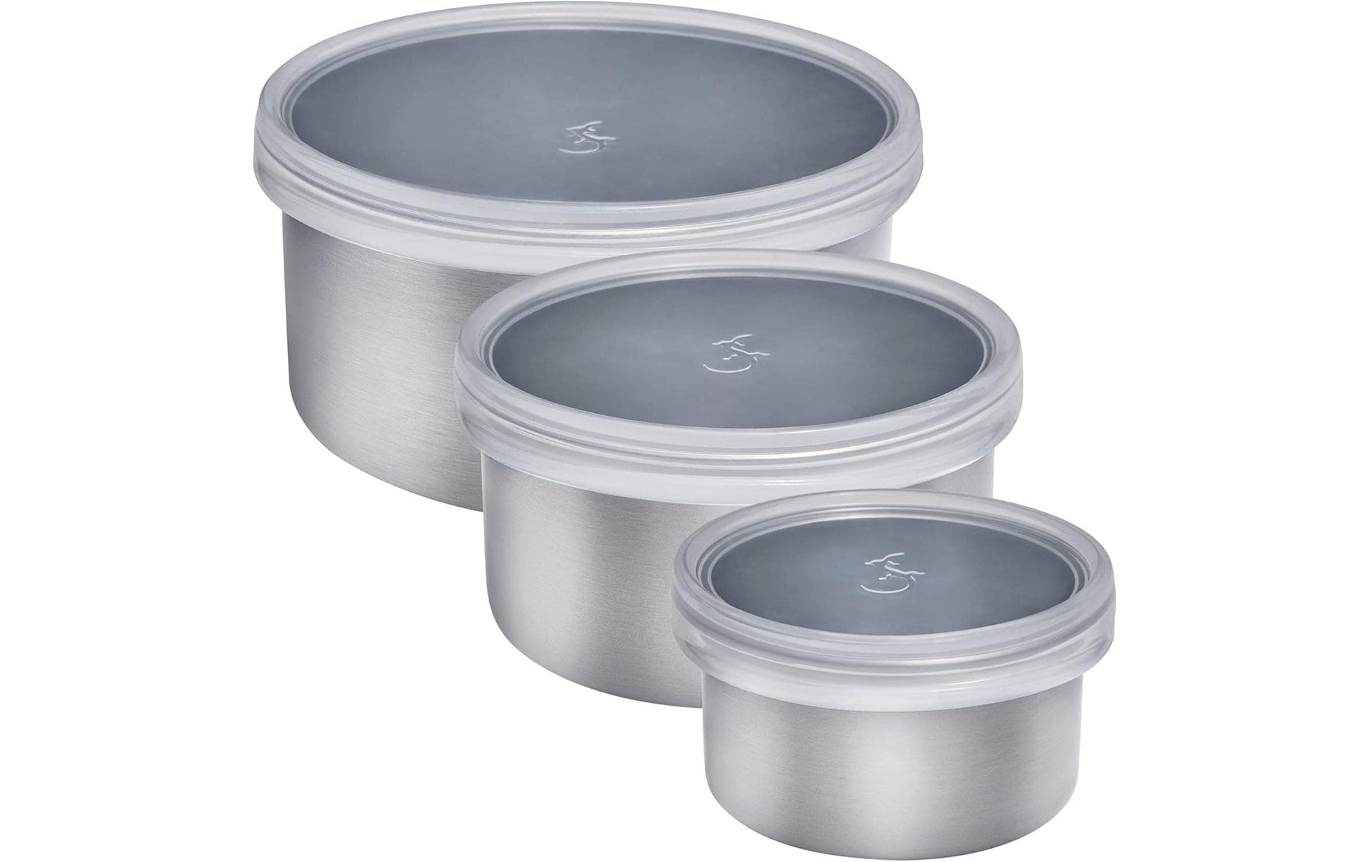 Lurch Vorratsdose 100/200/400 ml, rund, Edelstahl/Silikon, 3er-Set, silber