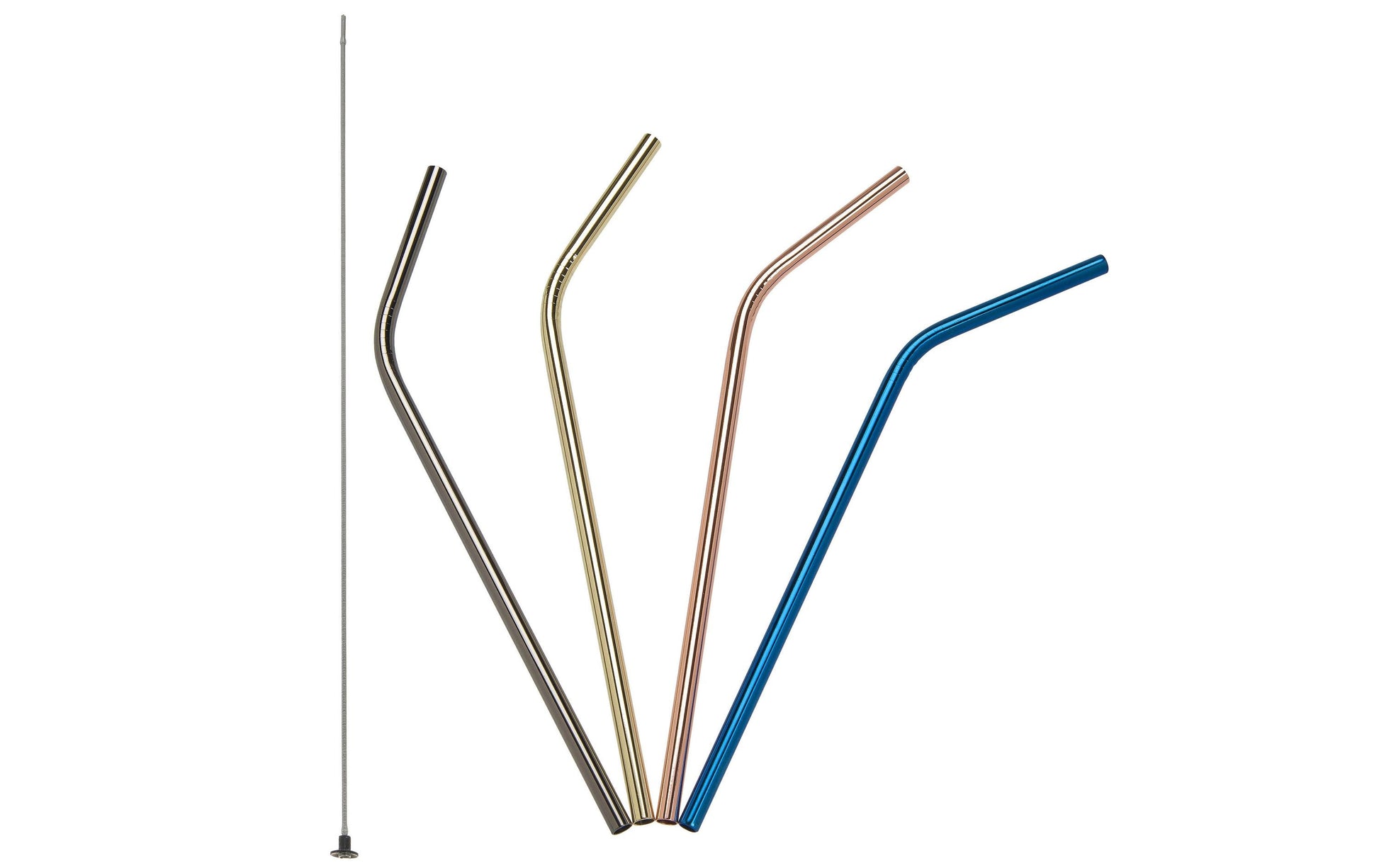 Lurch Gebogene Trinkhalme – Mehrfarbig – Ø 8 mm × 21,5 cm – Edelstahl – 4 Stk – mit Bürste