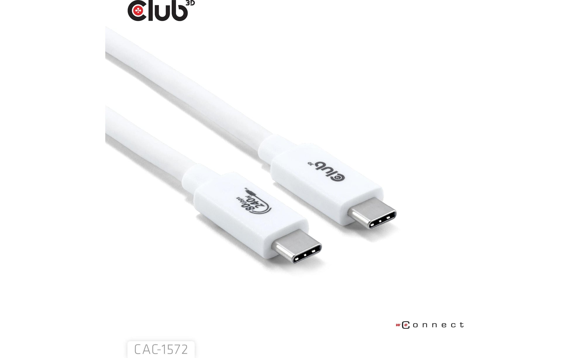 CLUB3D Club 3D – USB-C auf USB-C Kabel – USB4 80 Gbit/s – 1,2 m – PD 240 W – USB-IF zertifiziert – Weiss