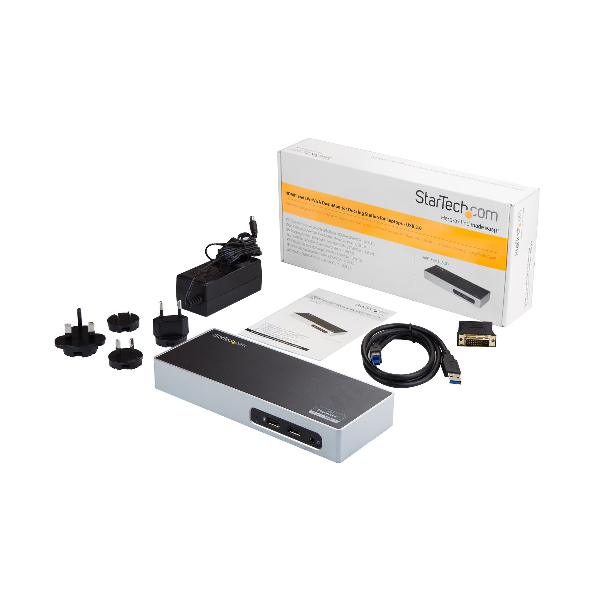 StarTech.com Dockingstation – USB-A, 1× HDMI, 1× DVI, 6× USB-A, GbE, 3,5 mm Audio, für Windows/Mac