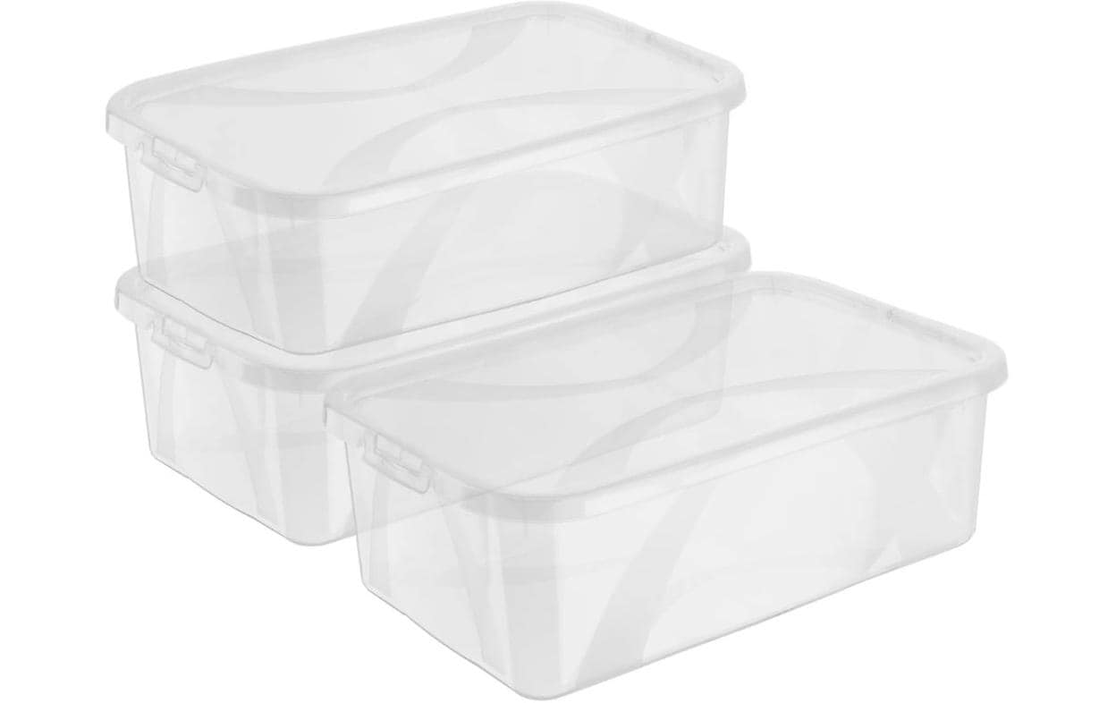 Rotho ARCO Aufbewahrungsbox Rechteckig 5 l 202 × 344 × 106 mm Polypropylen, Transparent – mit Deckel – 3er-Set