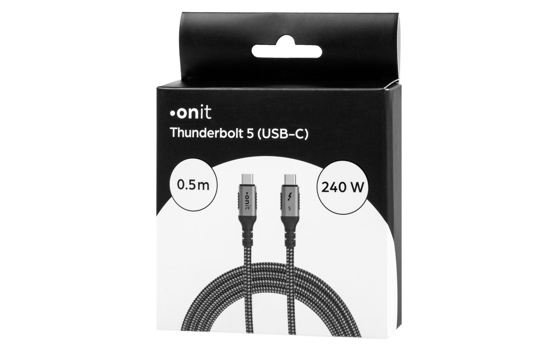 ONIT USB-Kabel – USB-C zu USB-C – Thunderbolt 5 (120 Gbit/s) – 0,5 m – PD 240 W – 16K/60 – Schwarz/Grau