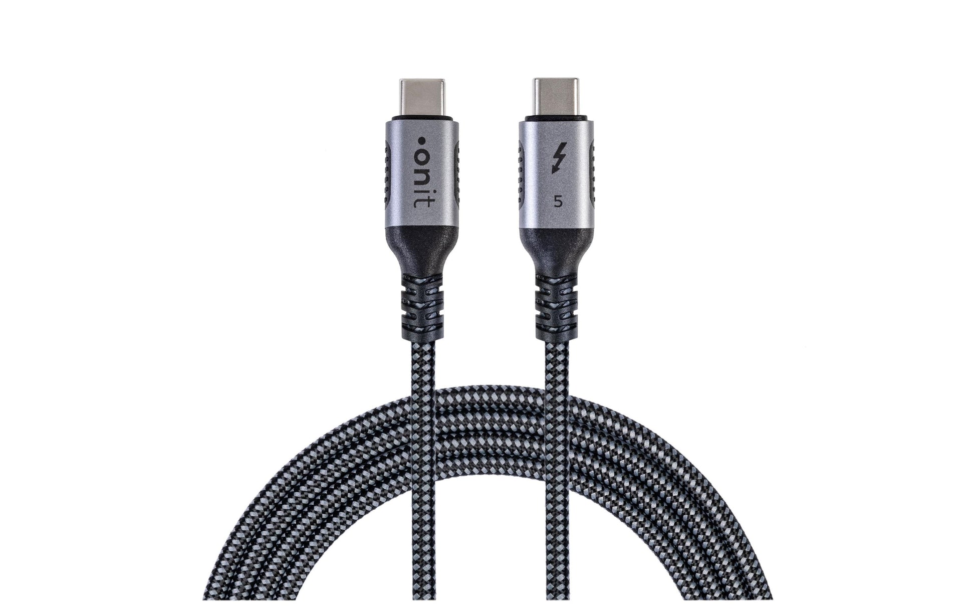 ONIT USB-Kabel – USB-C zu USB-C – Thunderbolt 5 (120 Gbit/s) – 0,5 m – PD 240 W – 16K/60 – Schwarz/Grau