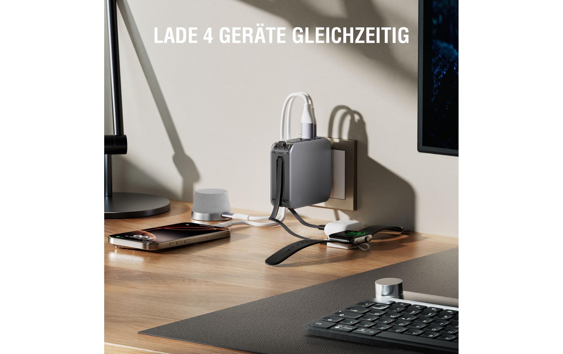 4smarts Powerbank 10000 mAh, PD 20 W, 2× USB-C, Durchgangsladung, für Smartphones, Silber