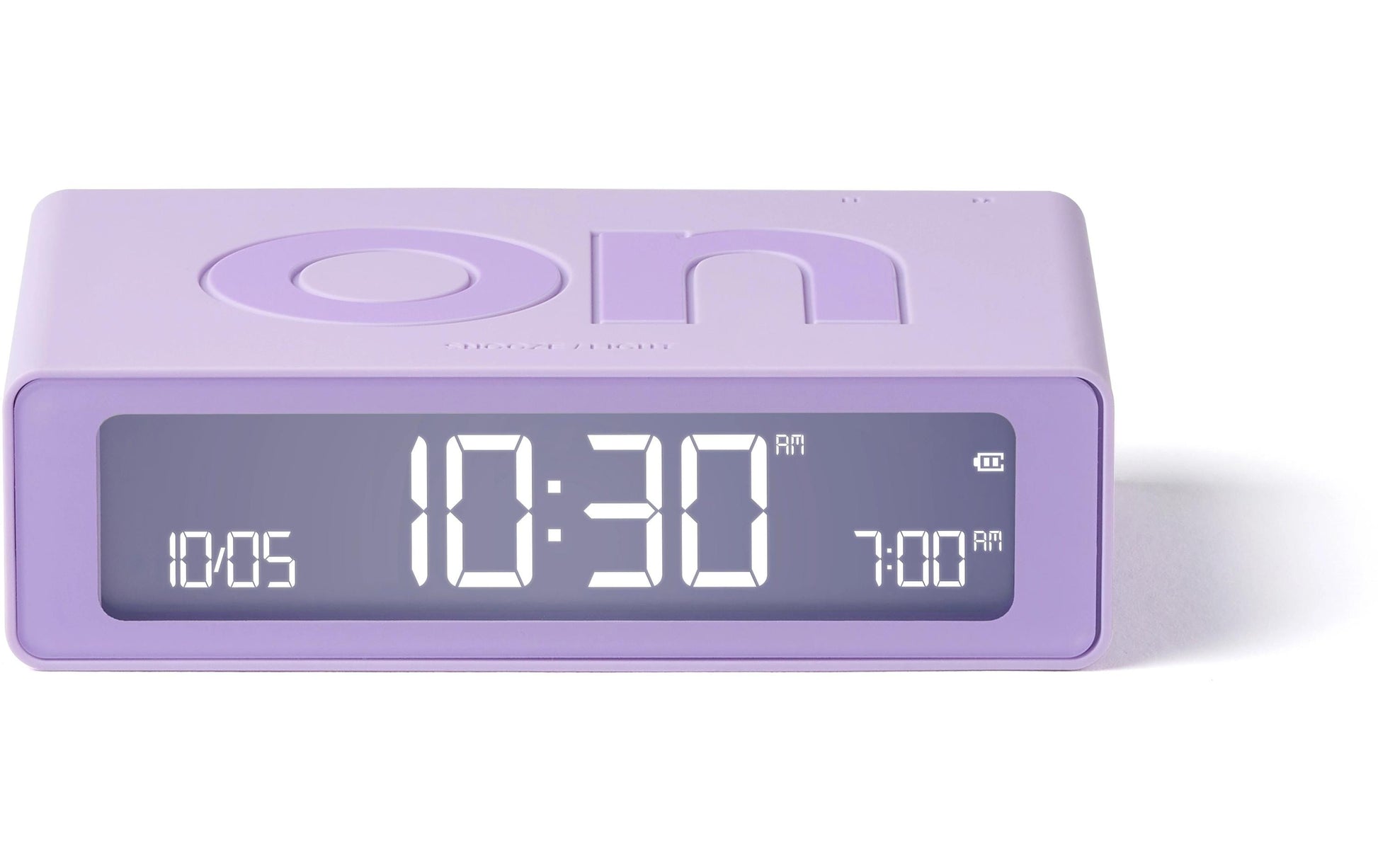 LEXON Wecker Flip Mini – digital – 8 × 2,3 × 4,9 cm, lila, Kunststoff, Schlummerfunktion, Datum