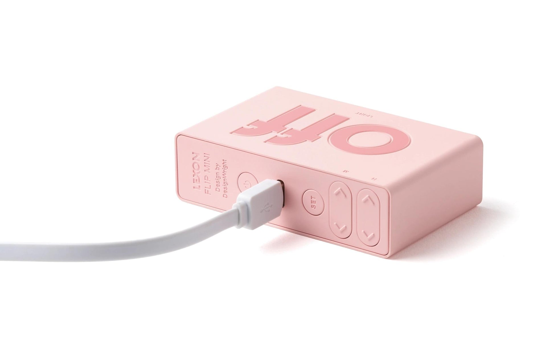 LEXON Flip Mini Digitalwecker – USB, 8 × 2,3 × 4,9 cm, rosa