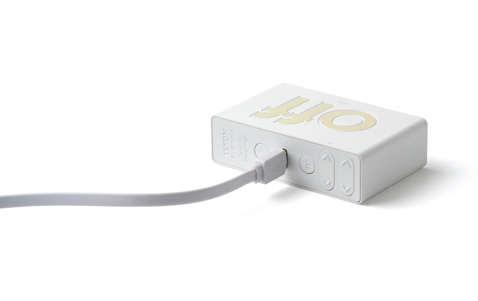 LEXON Flip Mini Digitalwecker – Snooze, USB, 8 × 2,3 × 4,9 cm, Weiss