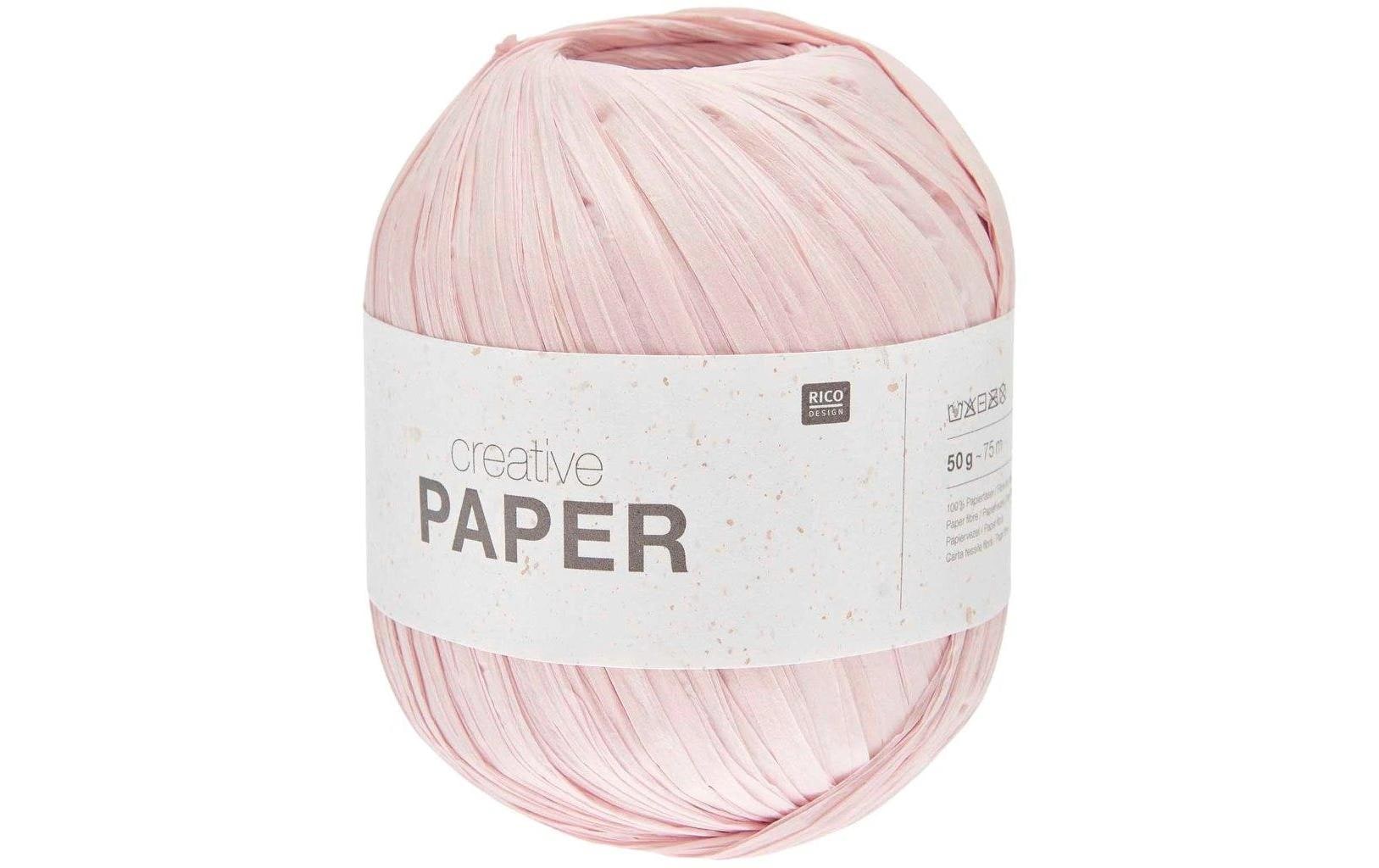 Rico Design Papiergarn Rosa – 50 g, 75 m, 100% Papierfaser, Nadel 5 mm, 1 Stk.