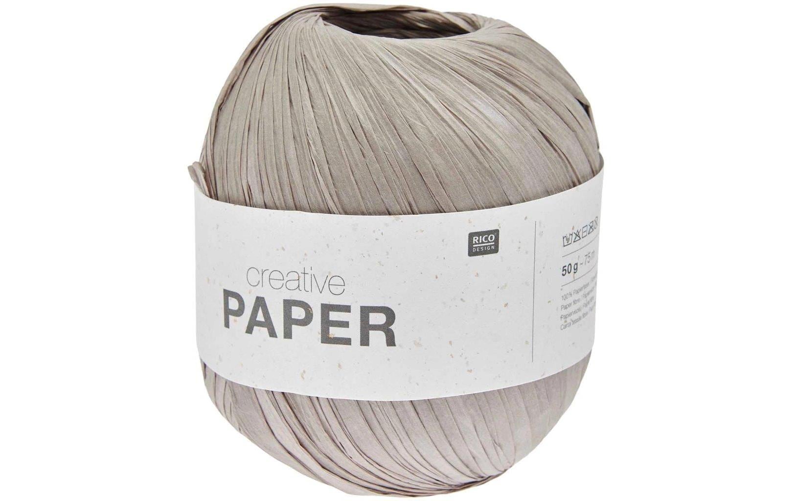 Rico Design Wolle Paper Garn Hellbraun – 50 g, 75 m, Nadel 6 mm, 100% Papierfaser, 1 Stk.