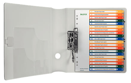 Leitz Register – A4, 20-teilig, PP, farbig, vorgedruckt, 11-fach Lochung, für Zeigebuchtaschen