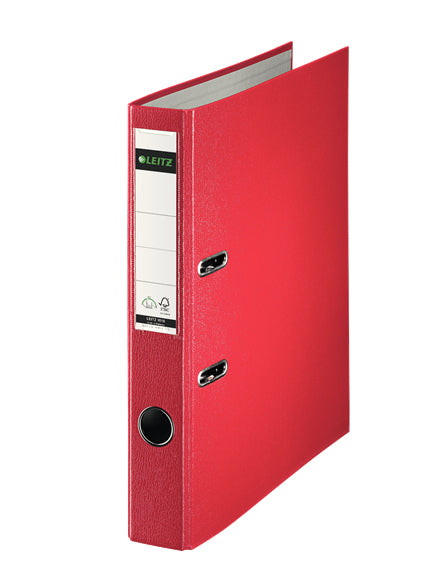 Leitz Ordner 180° Swiss Edition – A4 hoch – 2-Ring Hebelmechanik, Rücken 52 mm – rot, mit Griffloch, FSC