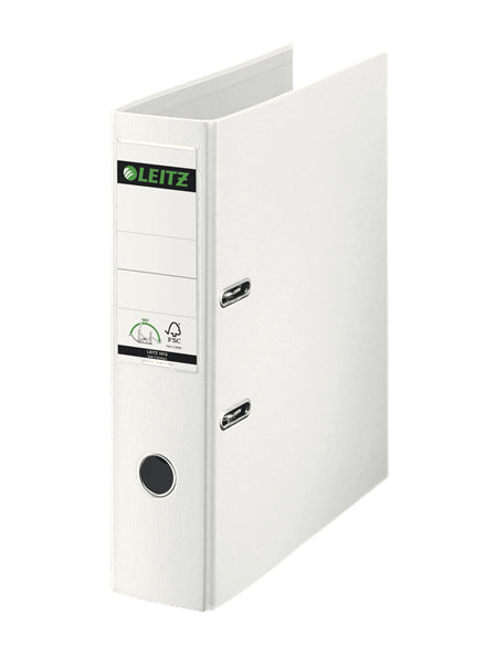 Leitz Ordner 180° Swiss Edition – A4 hoch – 2-Ring Hebelmechanik, Rücken 80 mm – weiss, mit Griffloch, FSC