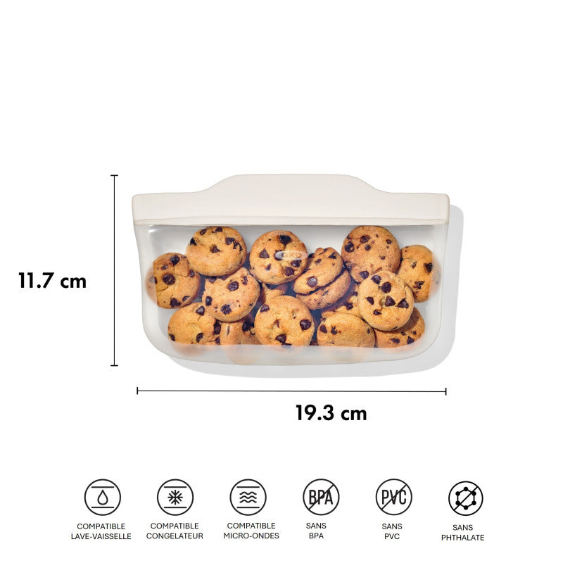 OXO Aufbewahrungstasche 332 ml, 19,1 × 11,9 cm, Silikon, Transparent