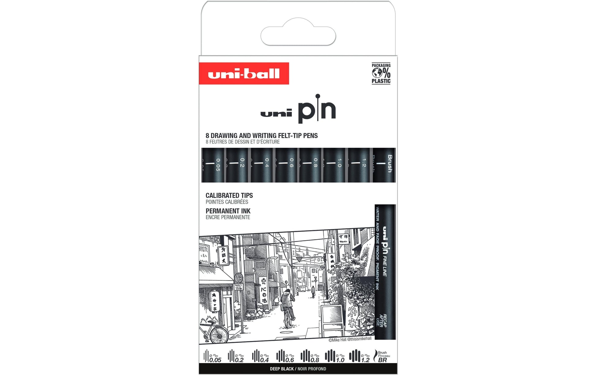 Uni-Ball Uni PIN Fineliner Etui – 1,2 mm, schwarz, Classic Street