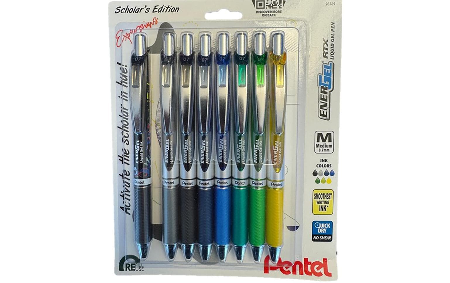 Pentel EnerGel Xm Gelschreiber 8er Set – 8 Farben, 0,7 mm, schnelltrocknend, nachfüllbar