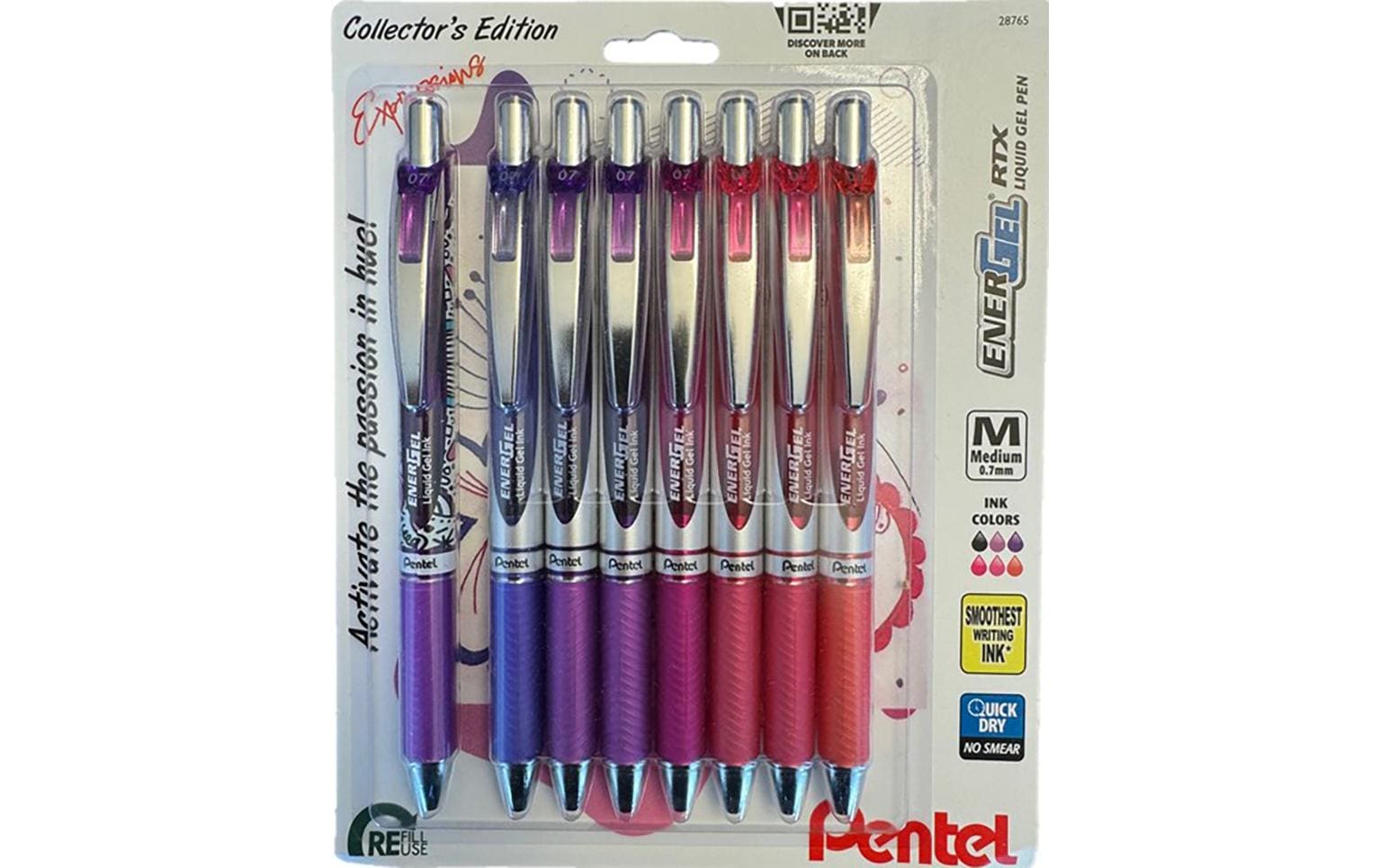 Pentel EnerGel Xm Gelschreiber – 8 Farben, 0,7 mm, schnelltrocknend, nachfüllbar