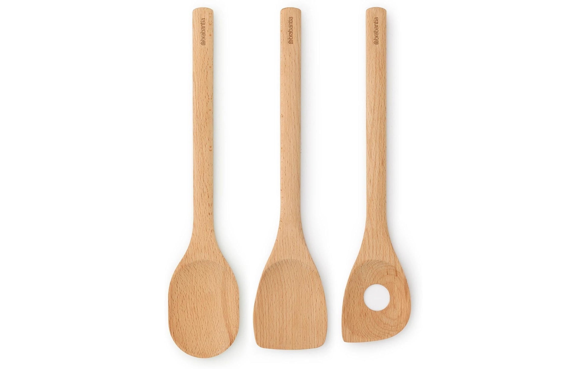 Brabantia 3-teiliges Kochlöffel-Set, 33,5 cm, Buche, Braun