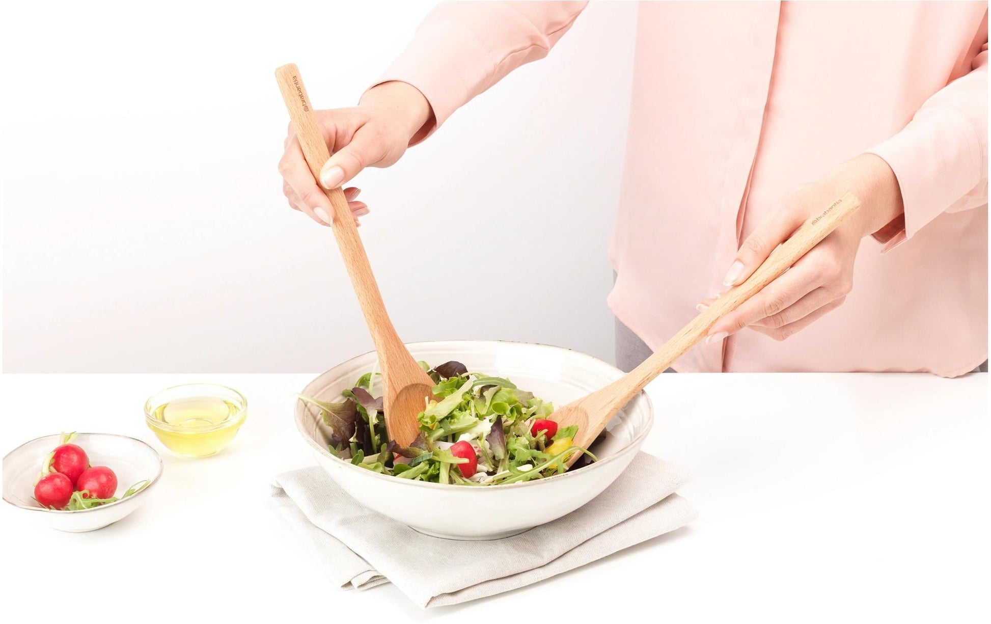 Brabantia Profile Salatbesteck – 2-teilig, 30,4 cm, Holz, Braun