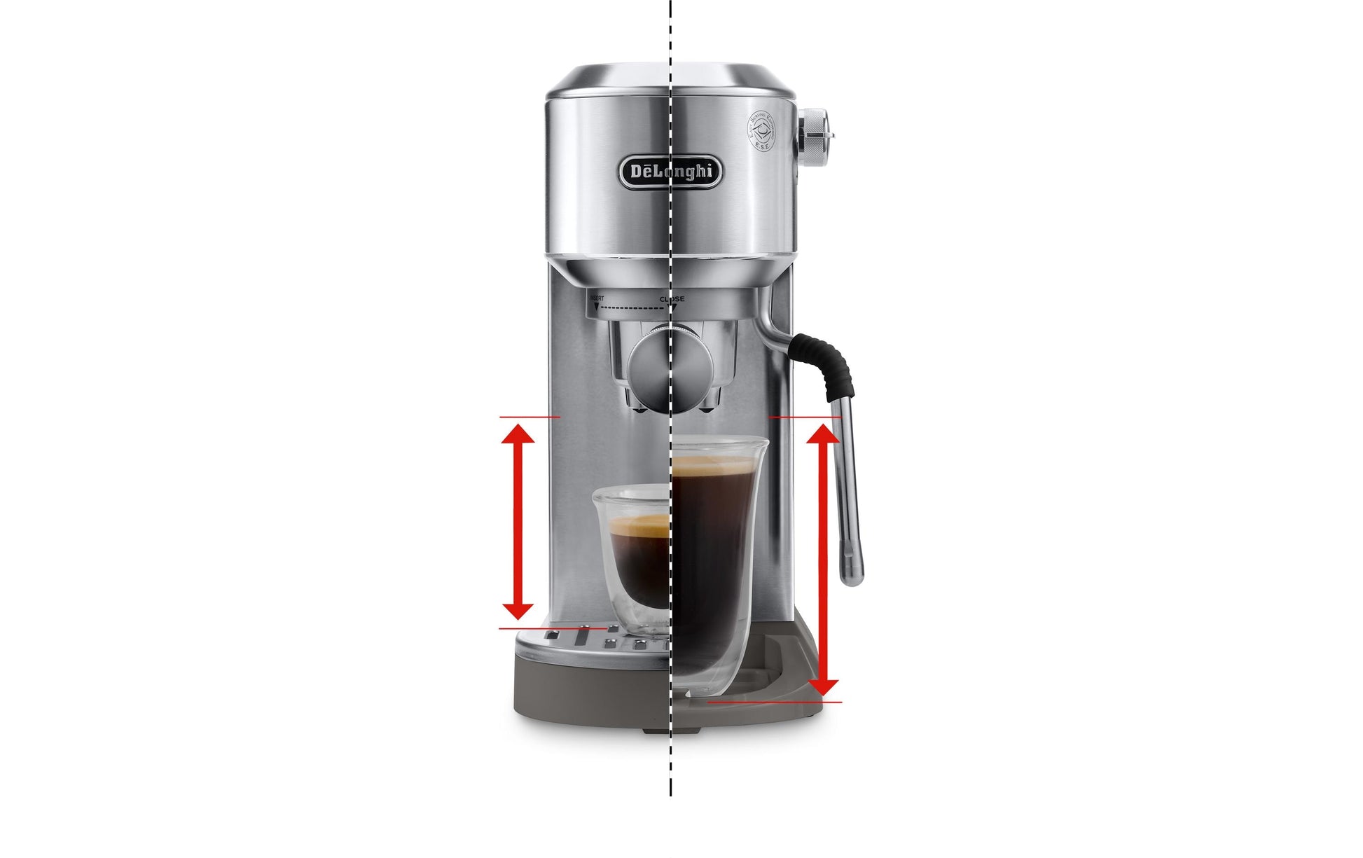 De’Longhi Dedica Duo EC890.M Siebträgermaschine – für E.S.E.-Pads, 15 bar, 1,1 l, Silber