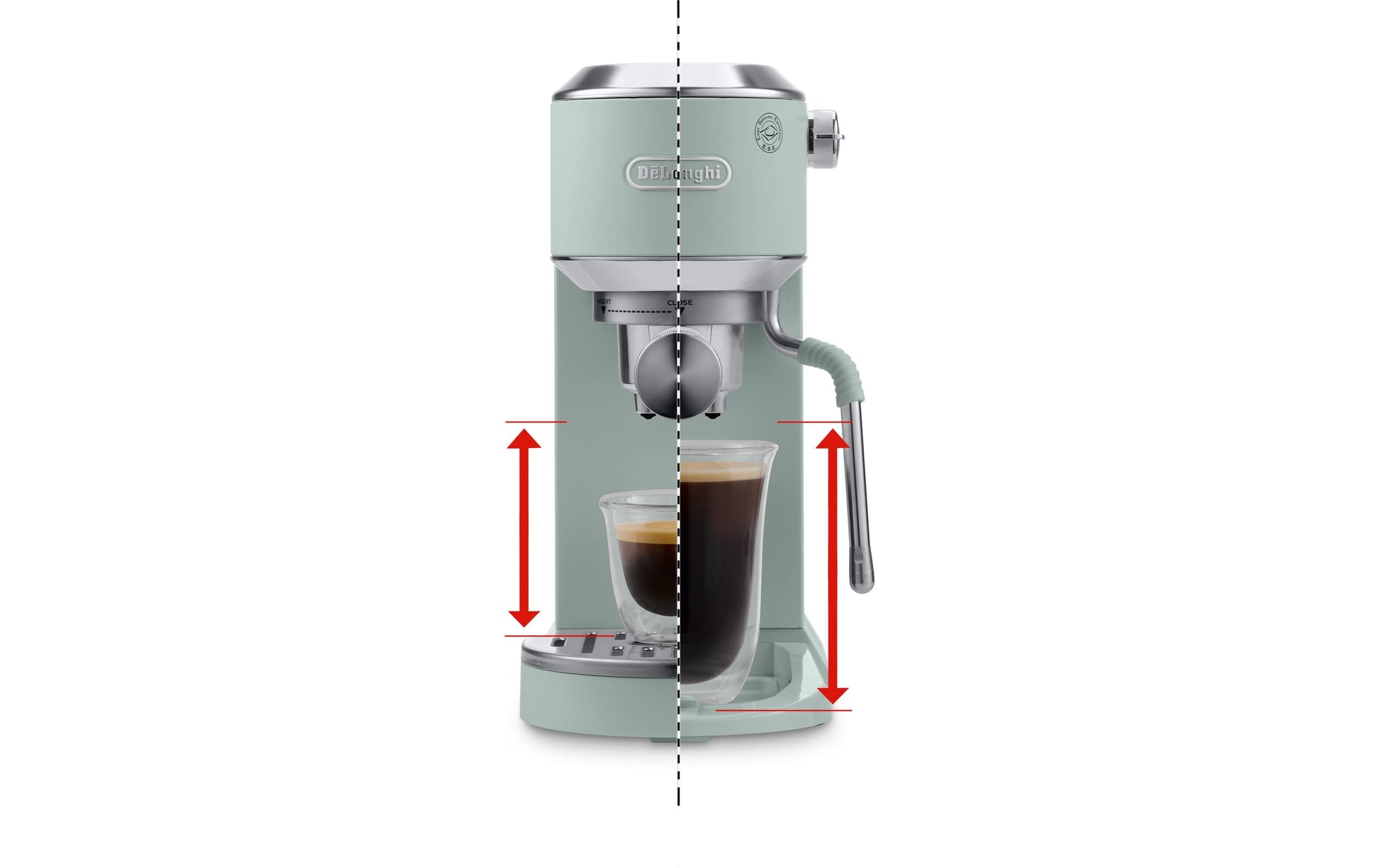 De’Longhi Dedica Duo EC890.M Siebträgermaschine – für E.S.E.-Pads, 15 bar, 1,1 l, Mint