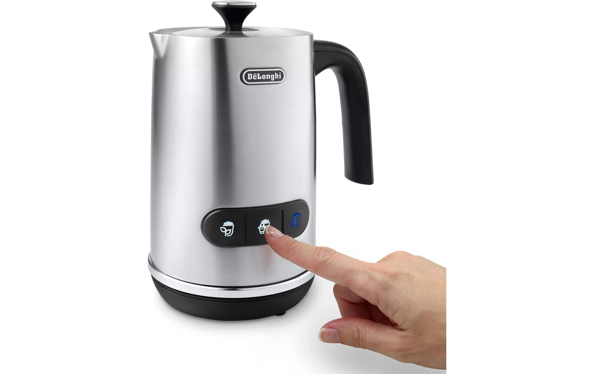 De’Longhi De'Longhi Milchschäumer LatteMix EMF3.M – 100 ml, 500 W, Metall, Silber, 19,5 × 11,5 × 17 cm