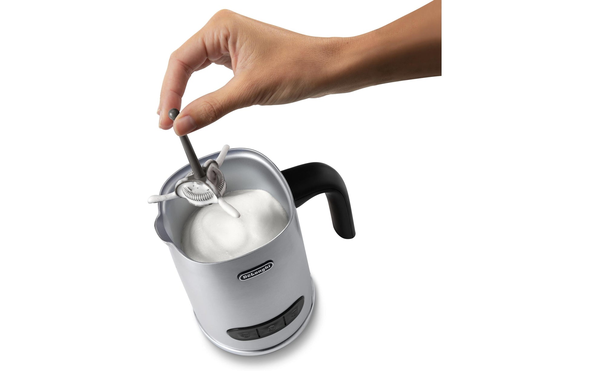 De’Longhi De'Longhi Milchschäumer LatteMix EMF3.M – 100 ml, 500 W, Metall, Silber, 19,5 × 11,5 × 17 cm