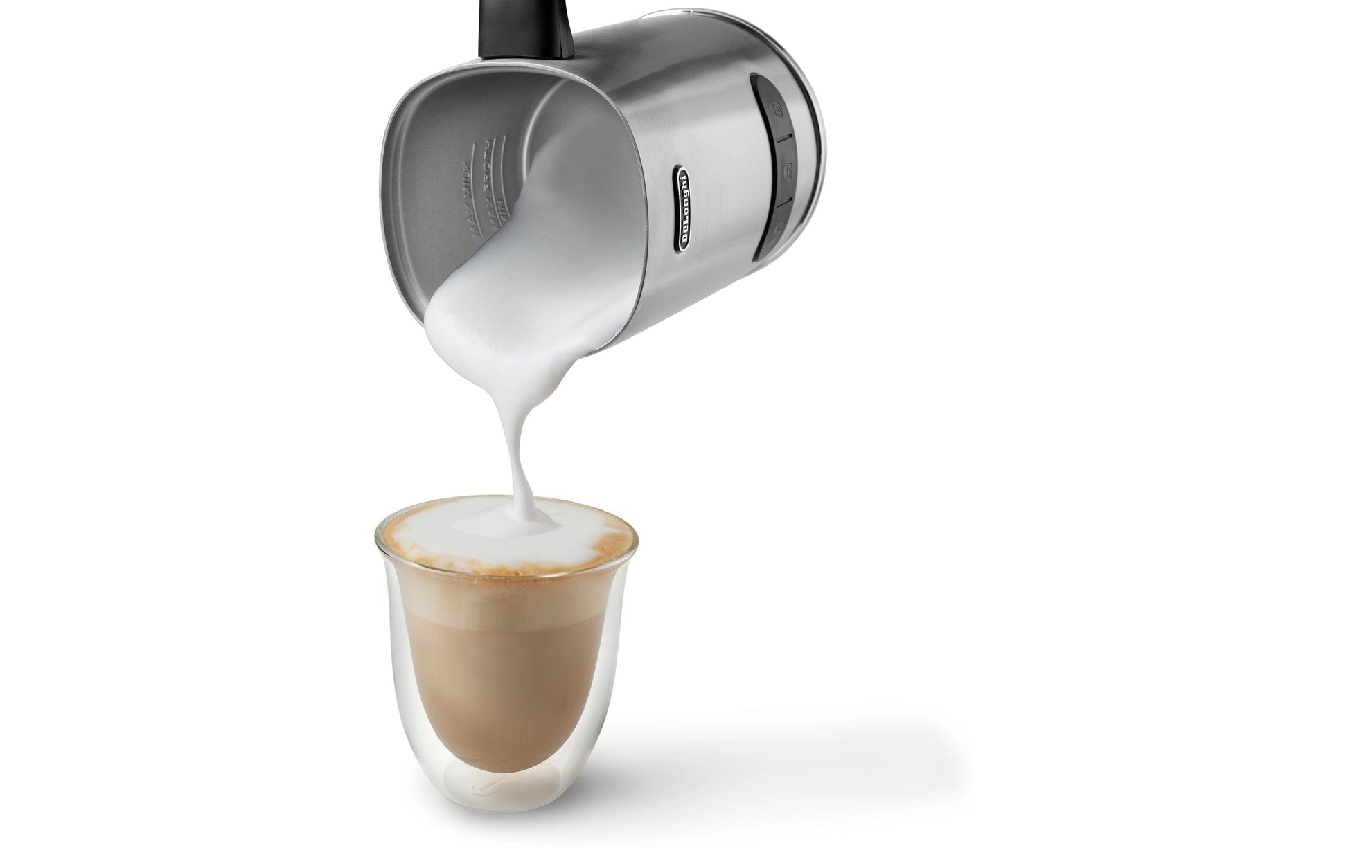 De’Longhi De'Longhi Milchschäumer LatteMix EMF3.M – 100 ml, 500 W, Metall, Silber, 19,5 × 11,5 × 17 cm