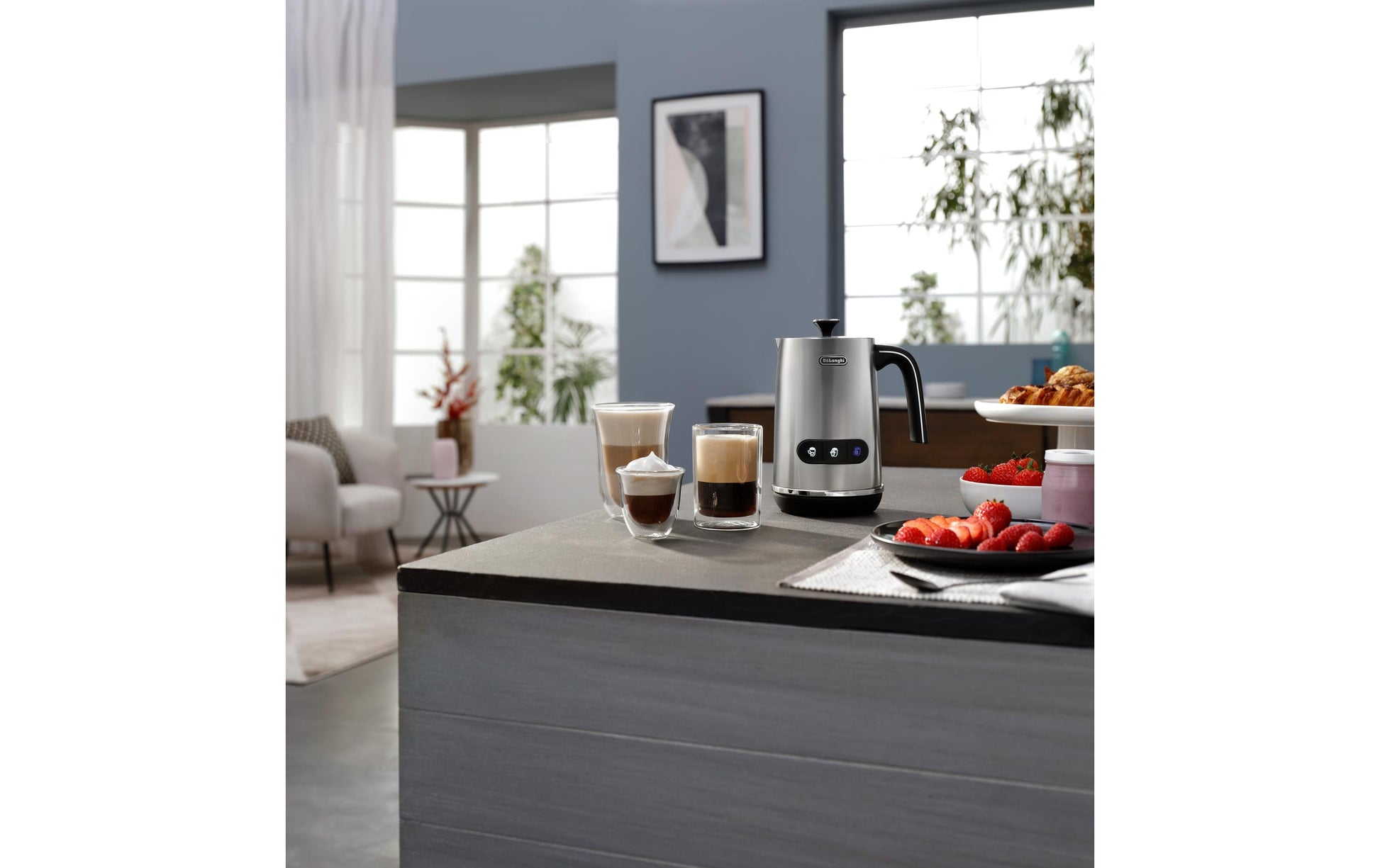 De’Longhi De'Longhi Milchschäumer LatteMix EMF3.M – 100 ml, 500 W, Metall, Silber, 19,5 × 11,5 × 17 cm