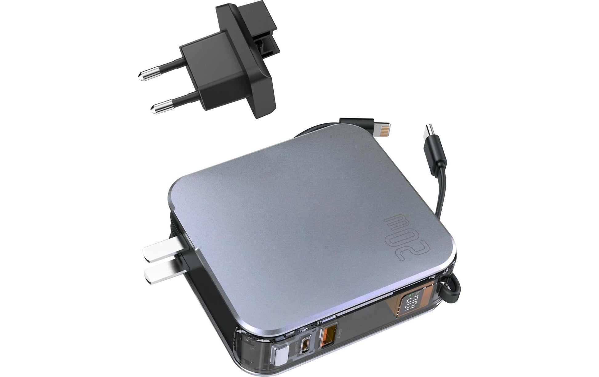 4smarts Powerbank 10000 mAh, PD 20 W, 2× USB-C, Durchgangsladung, für Smartphones, Silber
