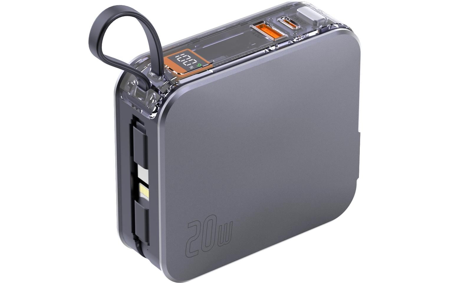 4smarts Powerbank 10000 mAh, PD 20 W, 2× USB-C, Durchgangsladung, für Smartphones, Silber