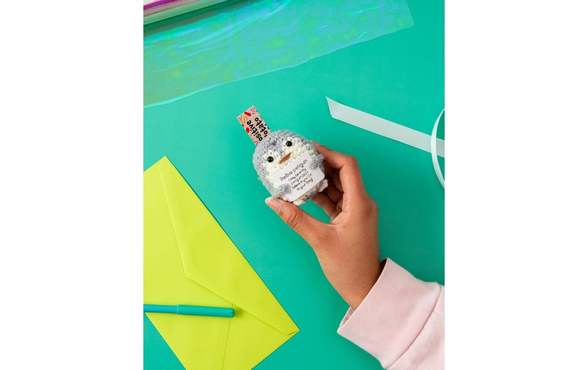 I am Creative Plüschtier Positive Penguin – 6,0 cm – Grau/Weiss