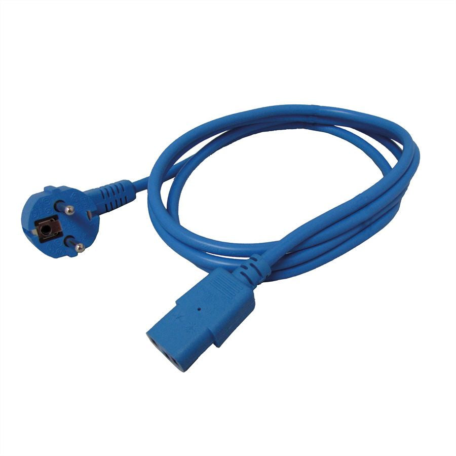 ROLINE Netzkabel – Schuko (Typ E/F, gewinkelt) – IEC C13, 1,8 m, 250 V/10 A, blau