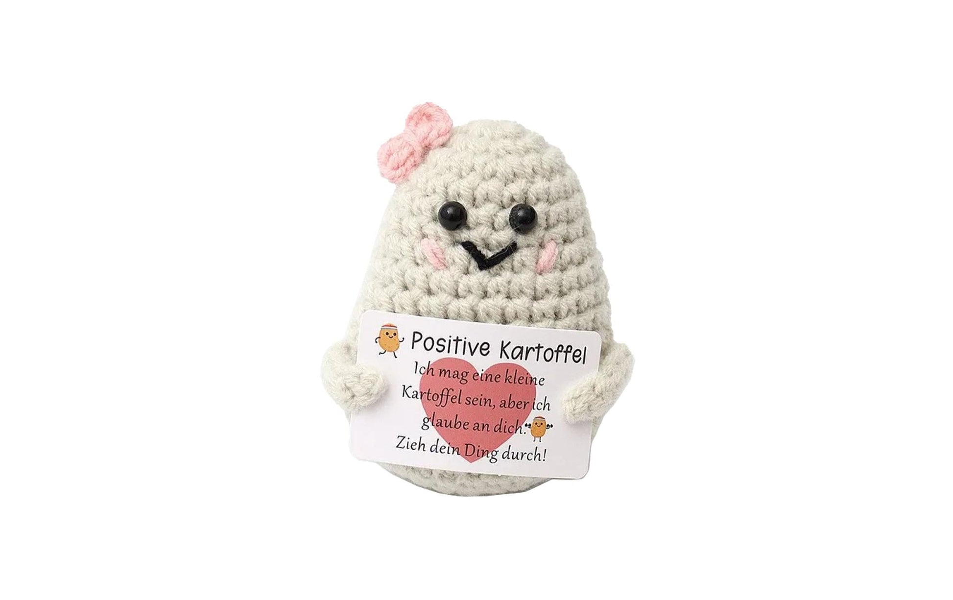 I am Creative Plüschtier Positive Potato mit Schleife – 7,5 cm – beige