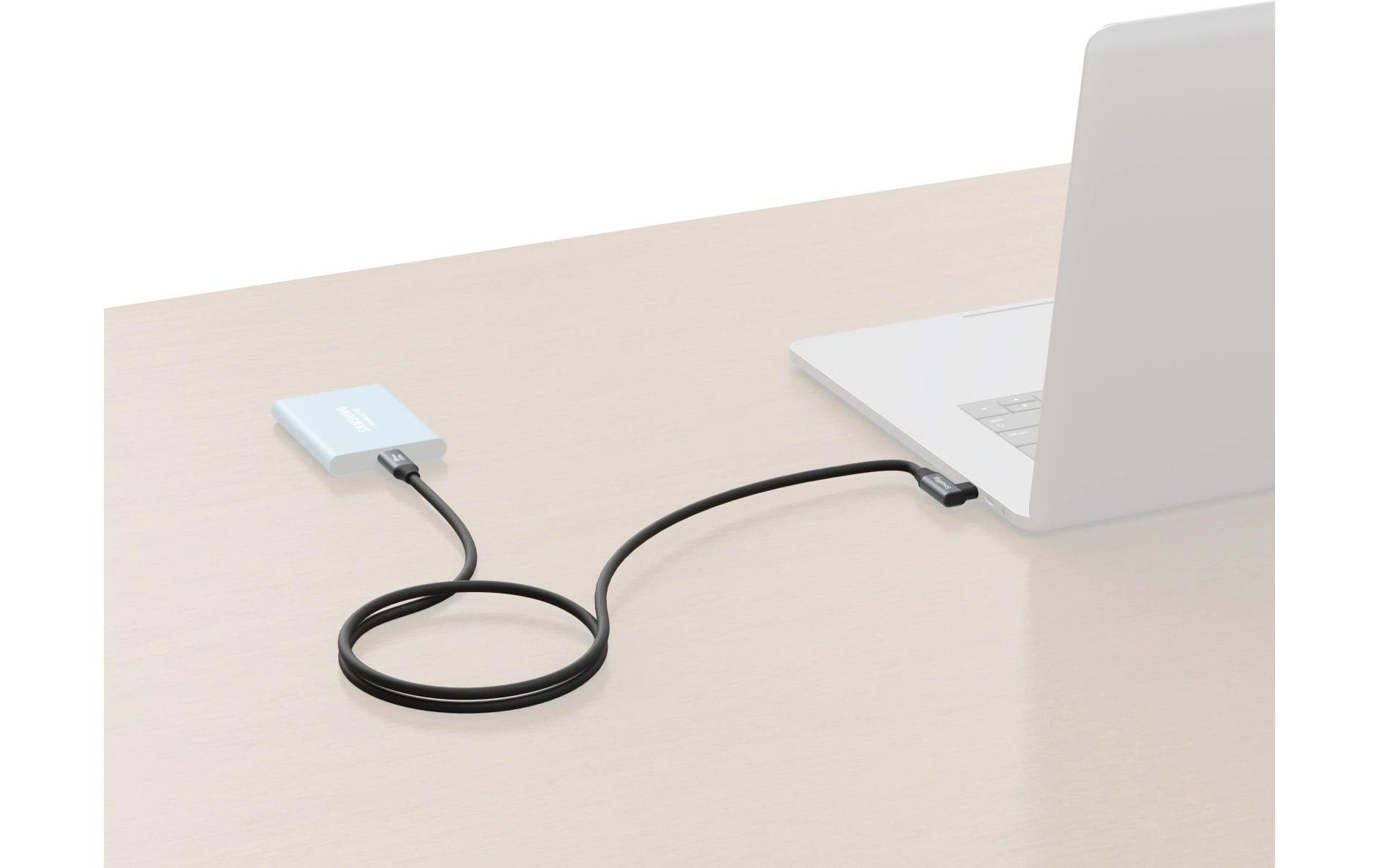 SmallRig USB-C auf USB-C Kabel – 20 Gbit/s – 0,6 m – PD 100 W – Abgewinkelt, Silikonmantel – Schwarz/Grau