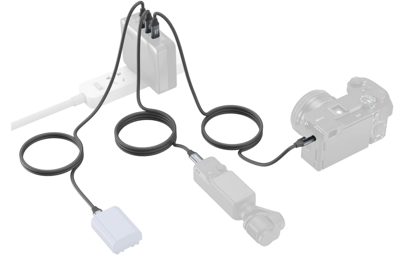 SmallRig USB-C auf USB-C Kabel – 20 Gbit/s – 0,6 m – PD 100 W – DP Alt Mode – Schwarz/Grau
