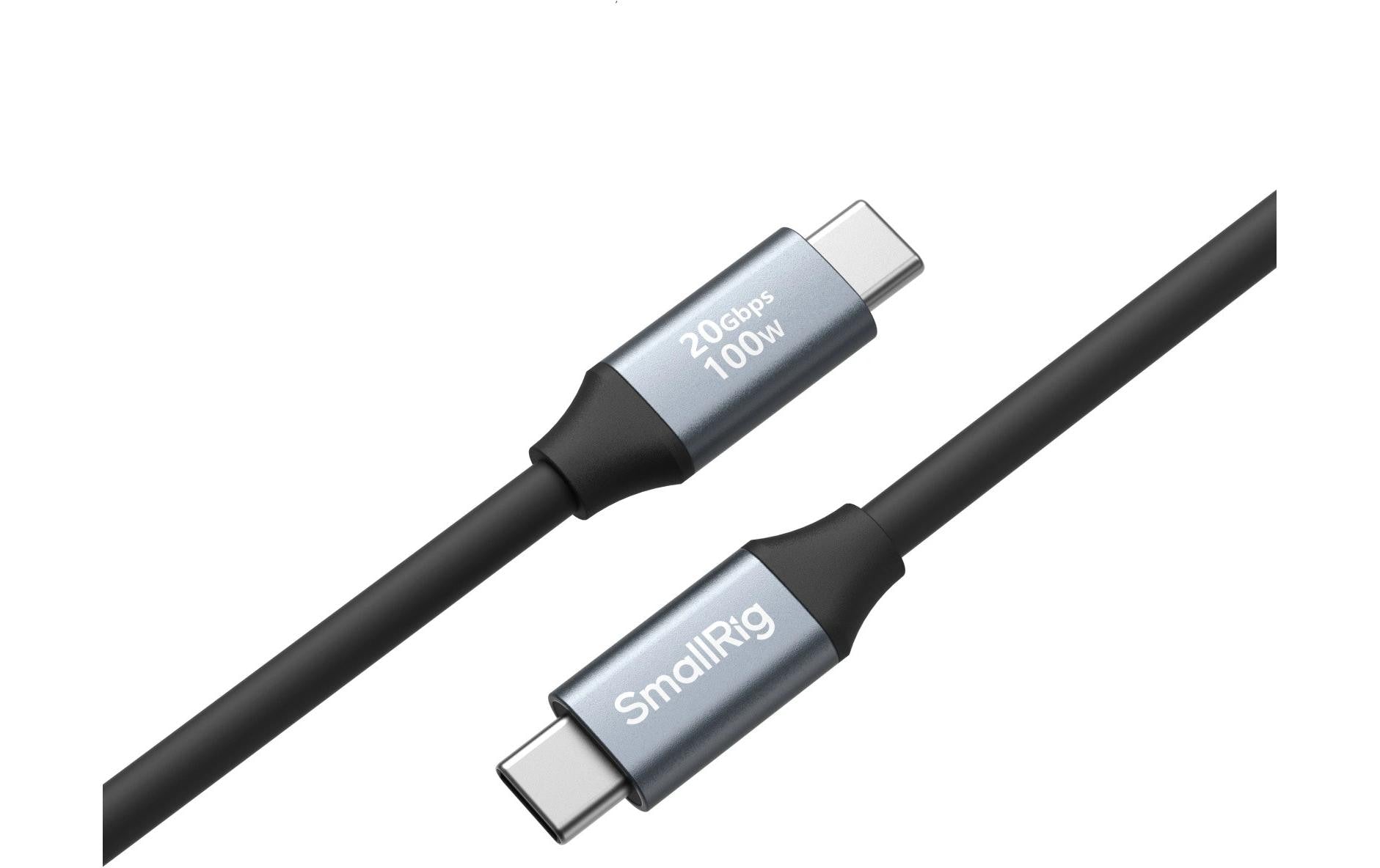 SmallRig USB-C auf USB-C Kabel – 20 Gbit/s – 0,6 m – PD 100 W – DP Alt Mode – Schwarz/Grau