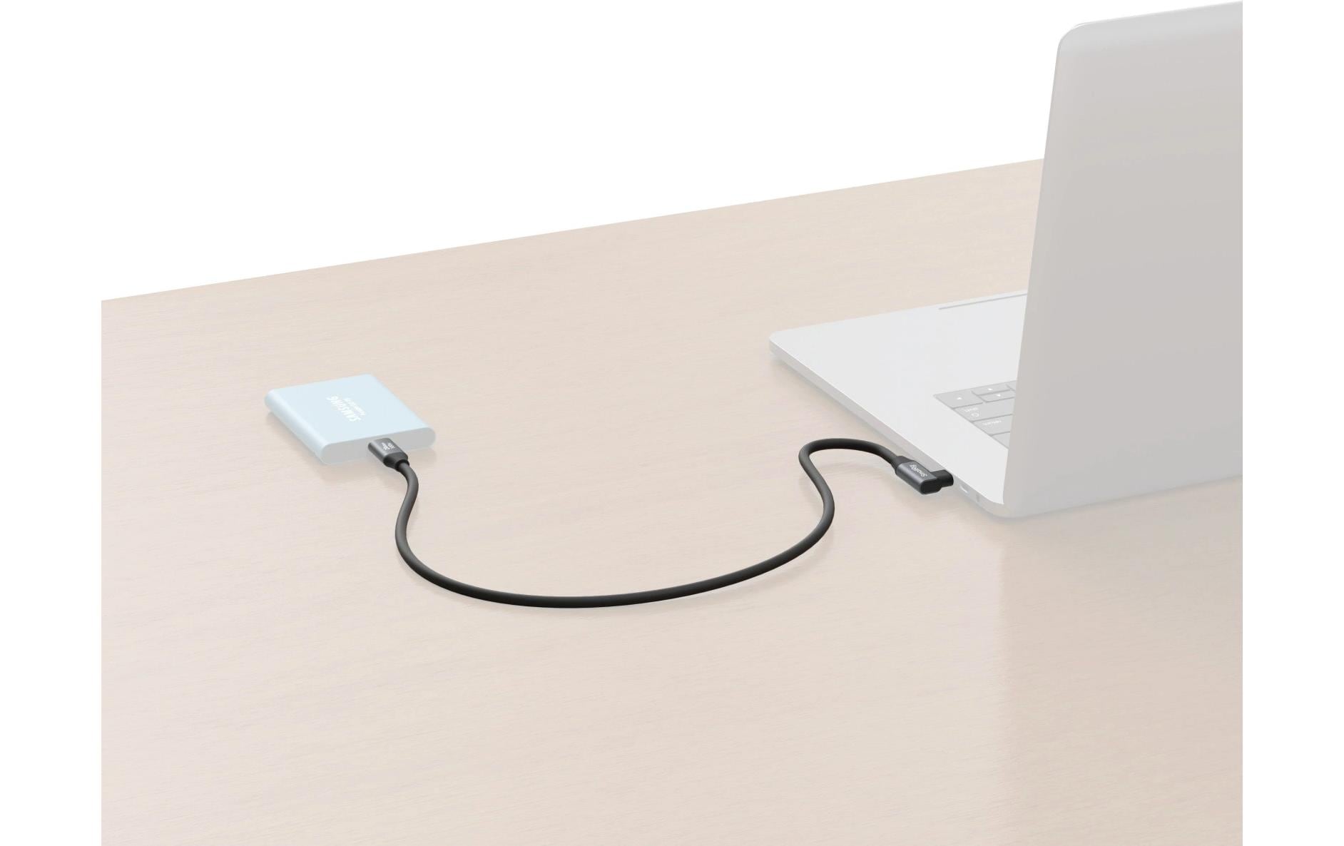 SmallRig USB-C auf USB-C Kabel – 20 Gbit/s – 0,35 m – PD 100 W – DP Alt Mode – Abgewinkelt – Schwarz/Grau