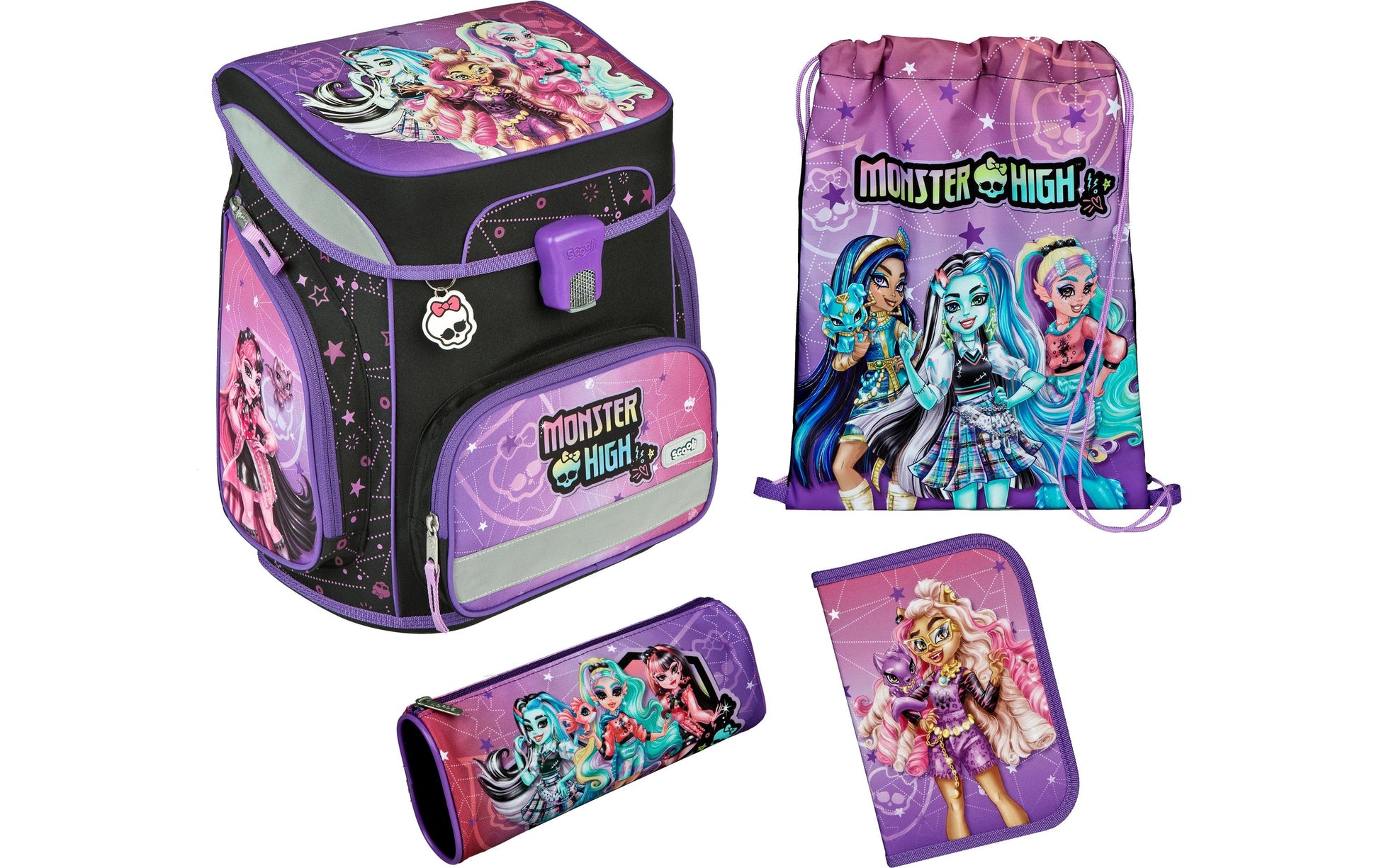 Scooli Schulrucksack-Set 5-teilig, Monster High, 18 l, 33×36,5×29 cm