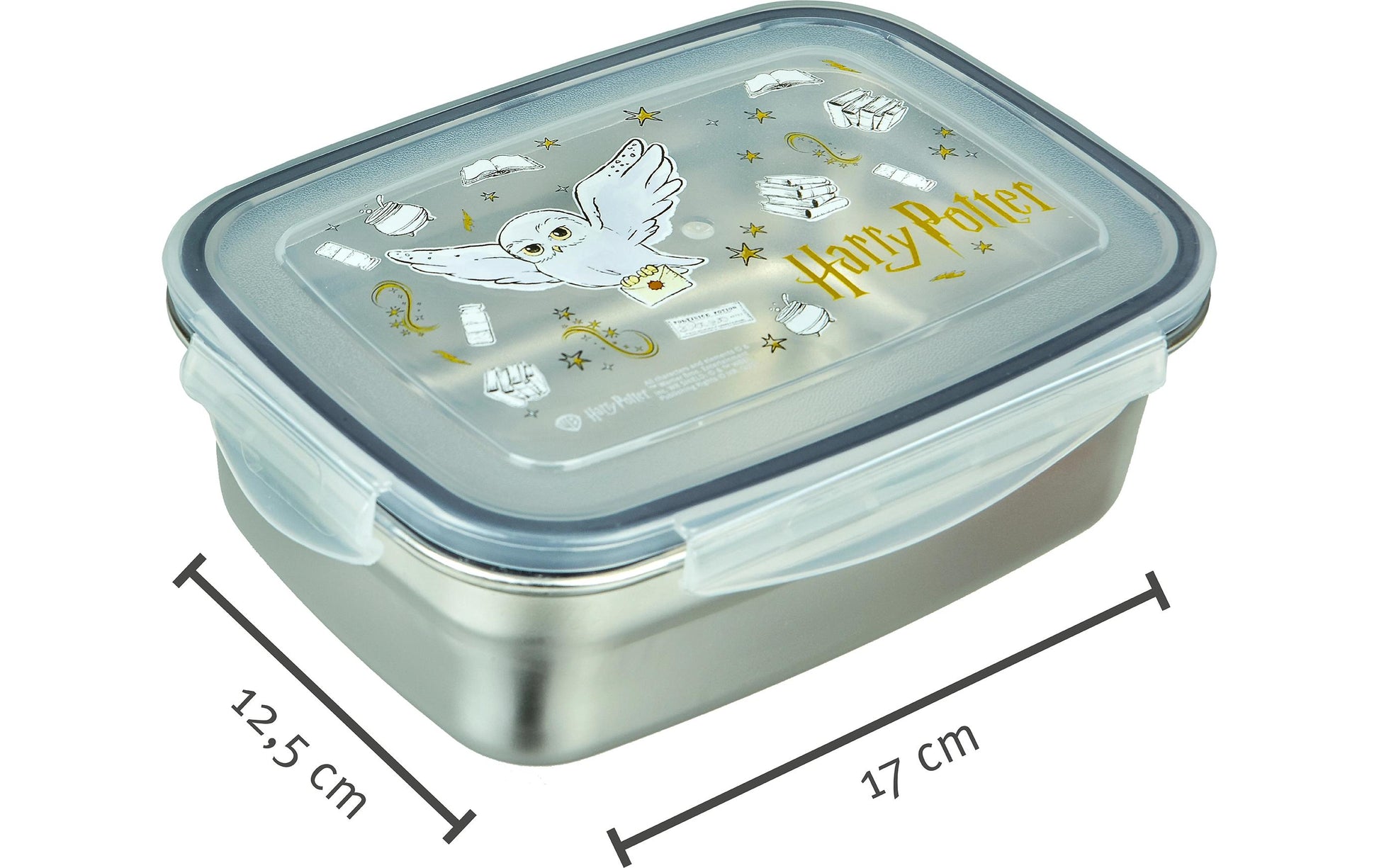 Scooli Harry Potter – Lunchbox 550 ml, 17 × 12,5 × 6 cm, Edelstahl, Silber