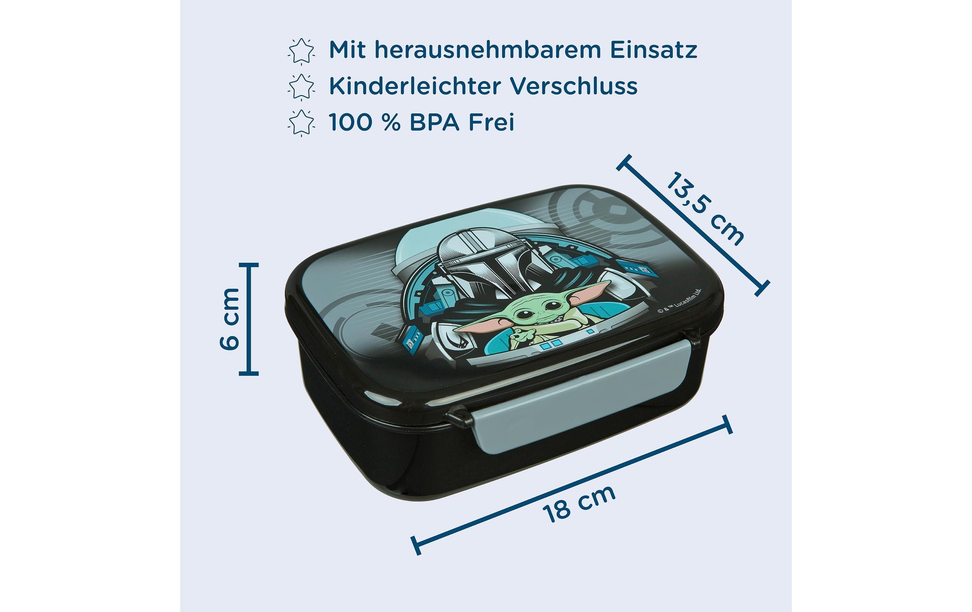 Scooli Lunchbox 800 ml, 18 × 13,5 × 6 cm, Kunststoff, schwarz, BPA-frei