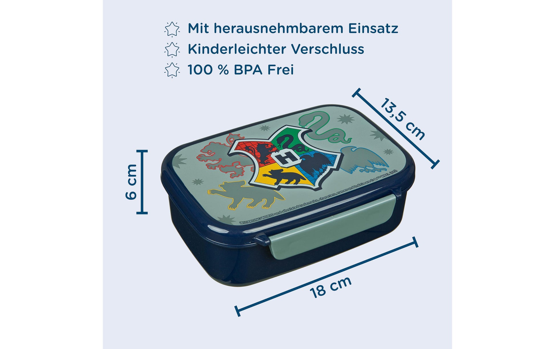 Scooli Harry Potter – Lunchbox 800 ml, 18 × 13,5 × 6 cm, Kunststoff, blau/mehrfarbig