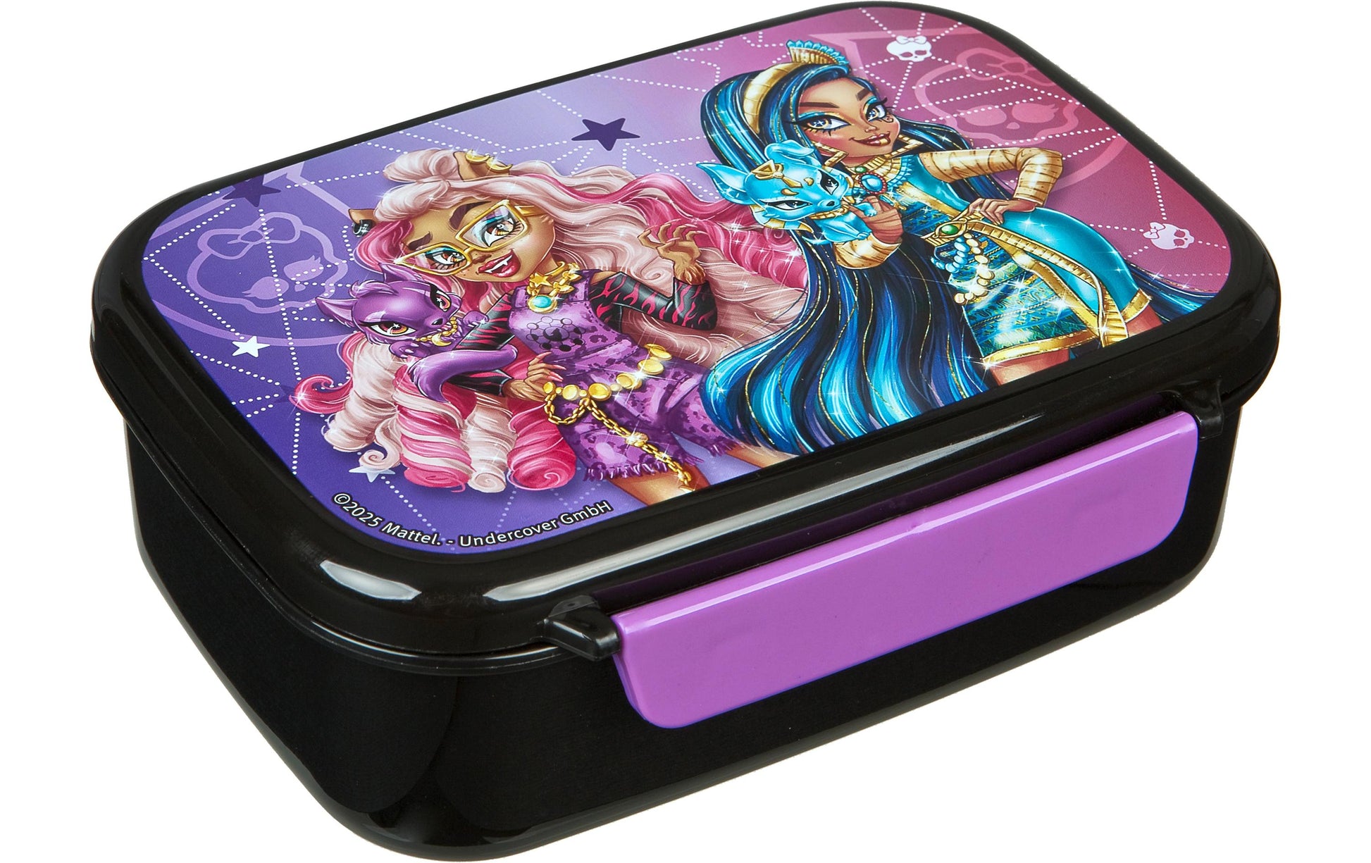 Scooli Lunchbox 800 ml, 18 × 13,5 × 6 cm, Kunststoff, dunkelviolett, Monster-Motiv